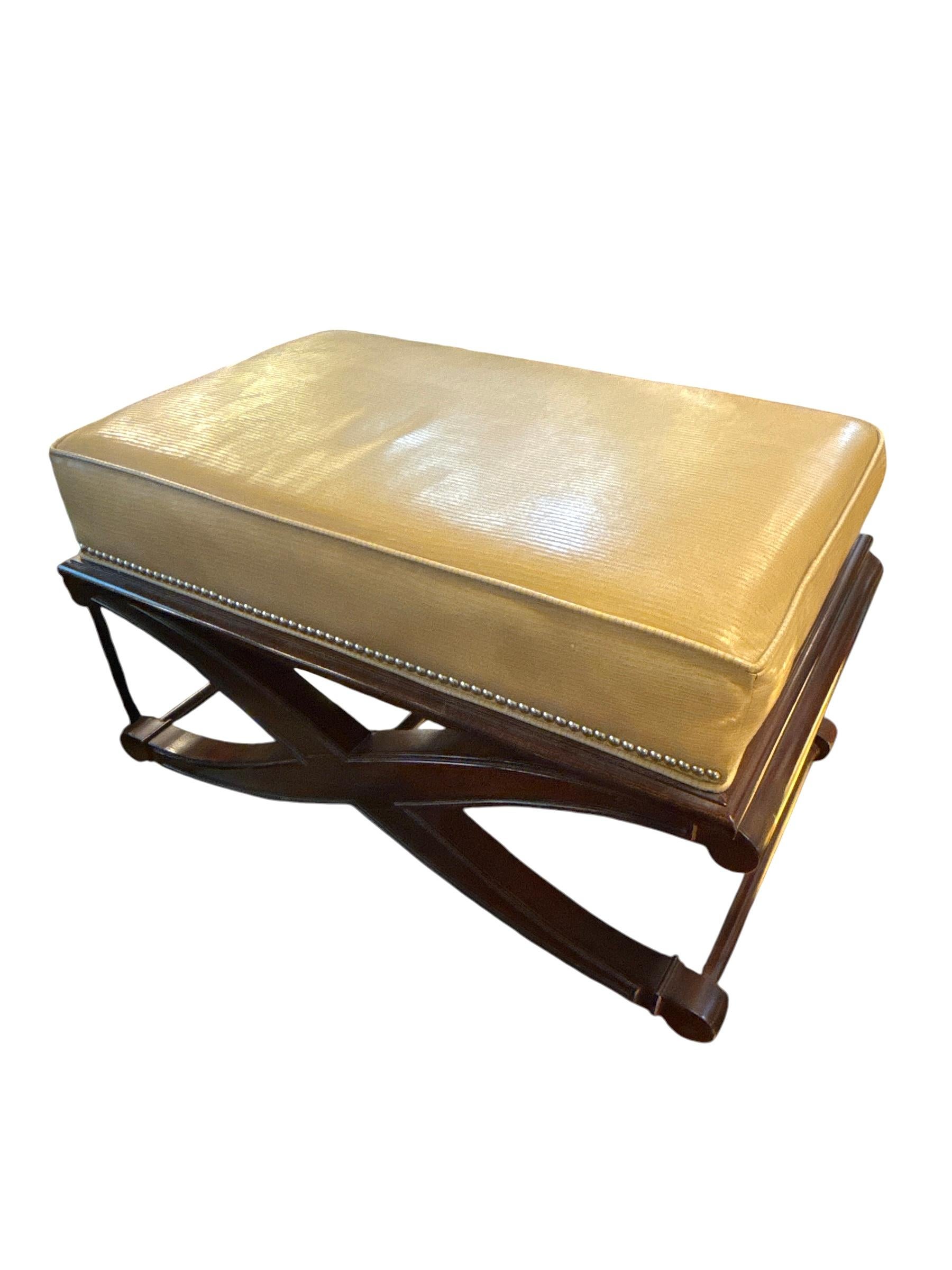Pair of Sam Moore Leather Ottomans In Excellent Condition In Pasadena, CA