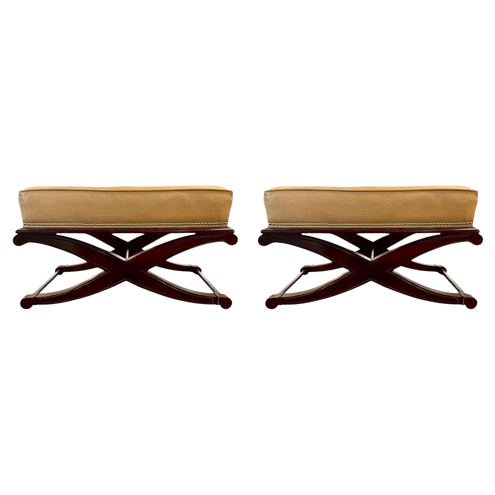 Pair of Sam Moore Leather Ottomans
