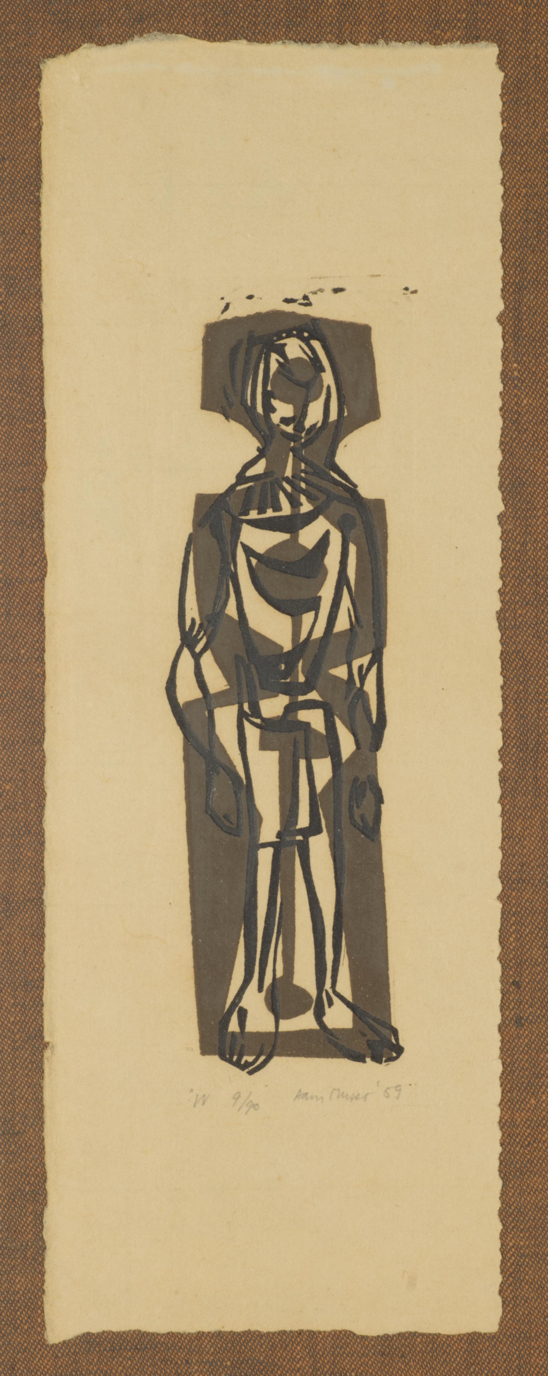 American Pair of Sam Russo Lino Block Prints 