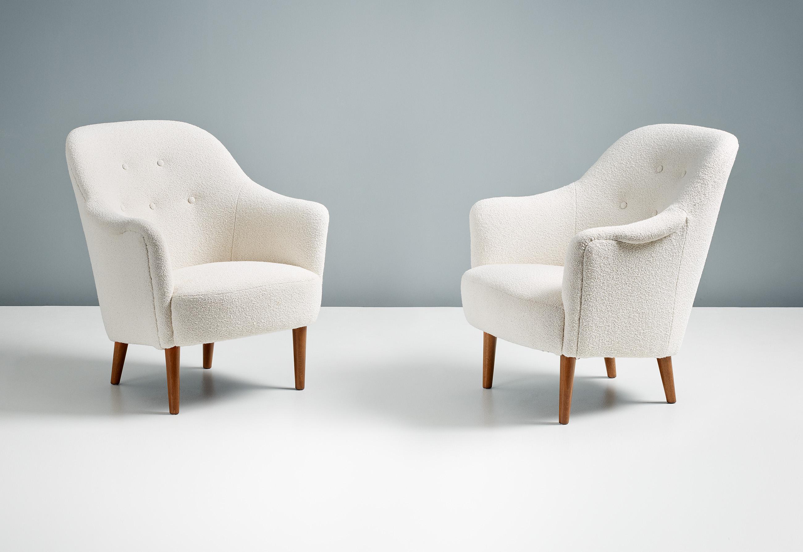 Pair of Sampsel Armchairs by Carl Malmsten, 1956 In Excellent Condition In London, England