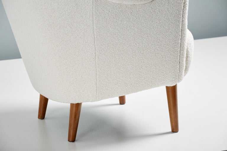 Wool Pair of Sampsel Armchairs by Carl Malmsten, 1956 For Sale