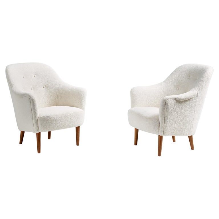 Pair of Sampsel Armchairs by Carl Malmsten, 1956 For Sale