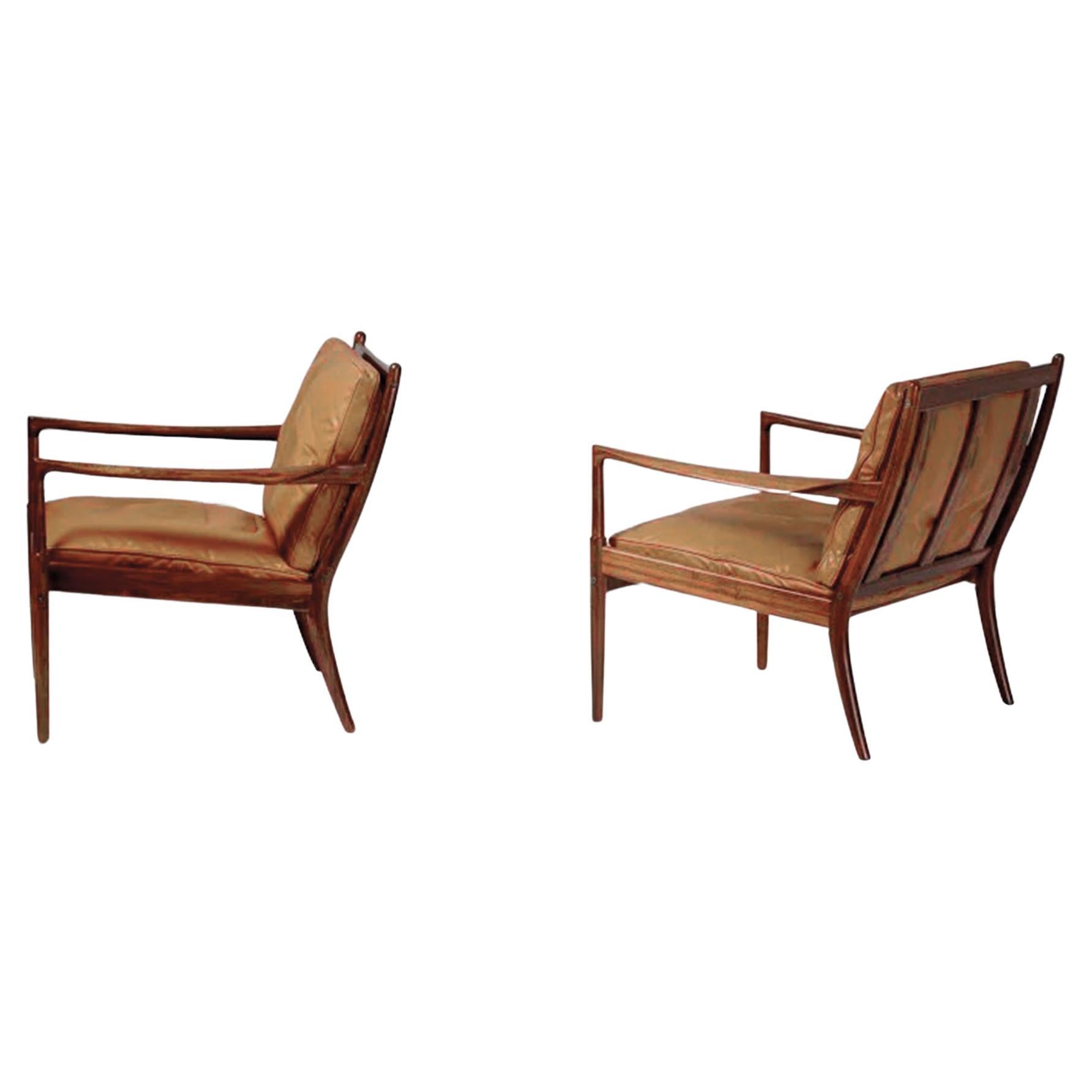 Pair of "Samsö" lounge chairs by Ib Kofod-Larsen from 1960 For Sale