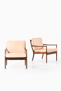 Paar Samsö-Sessel aus Rosenholz und Leder von Ib Kofod-Larsen, 1950er Jahre