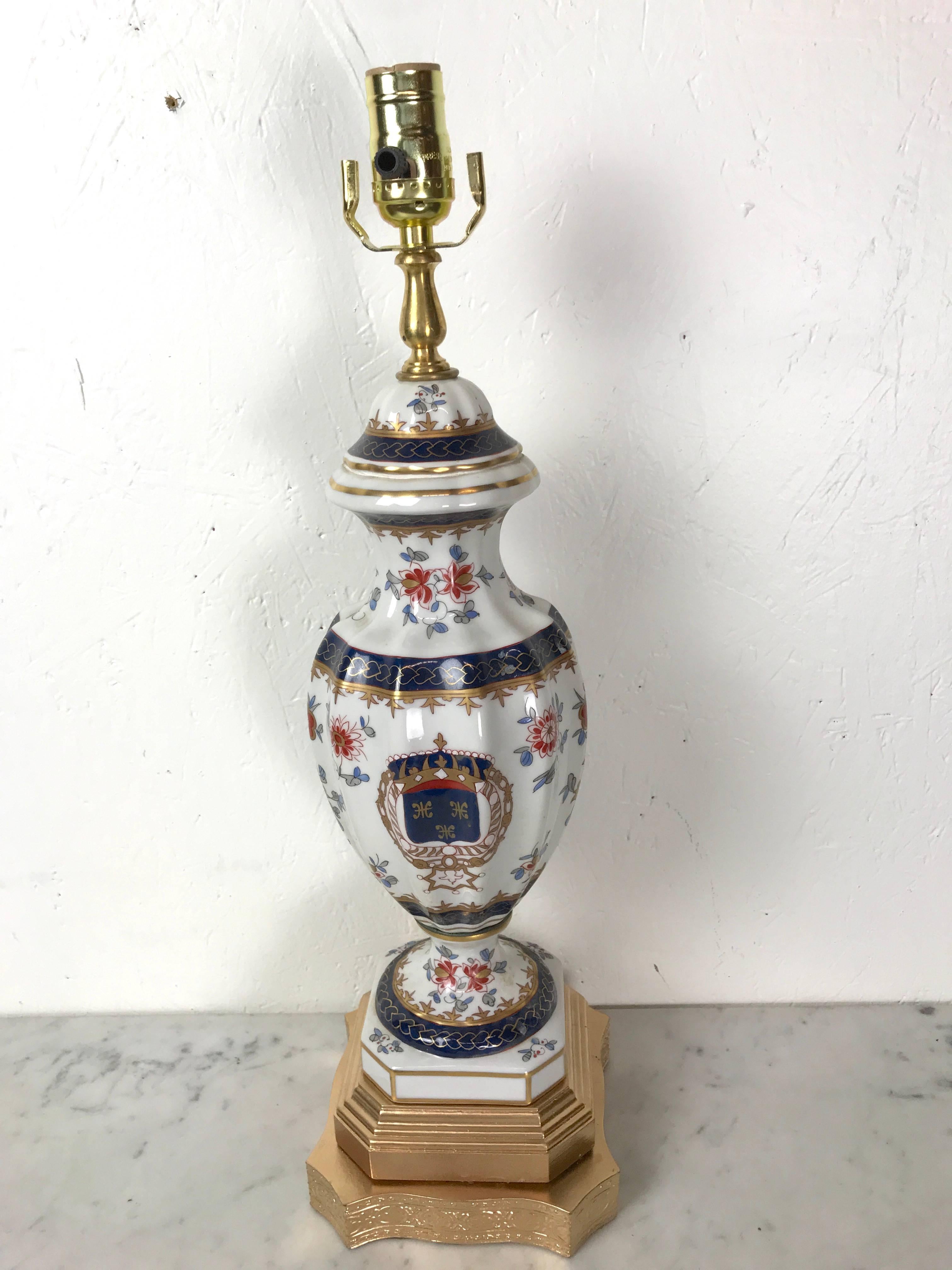 French Pair of Samson Armorial Urns, Now as Lamps