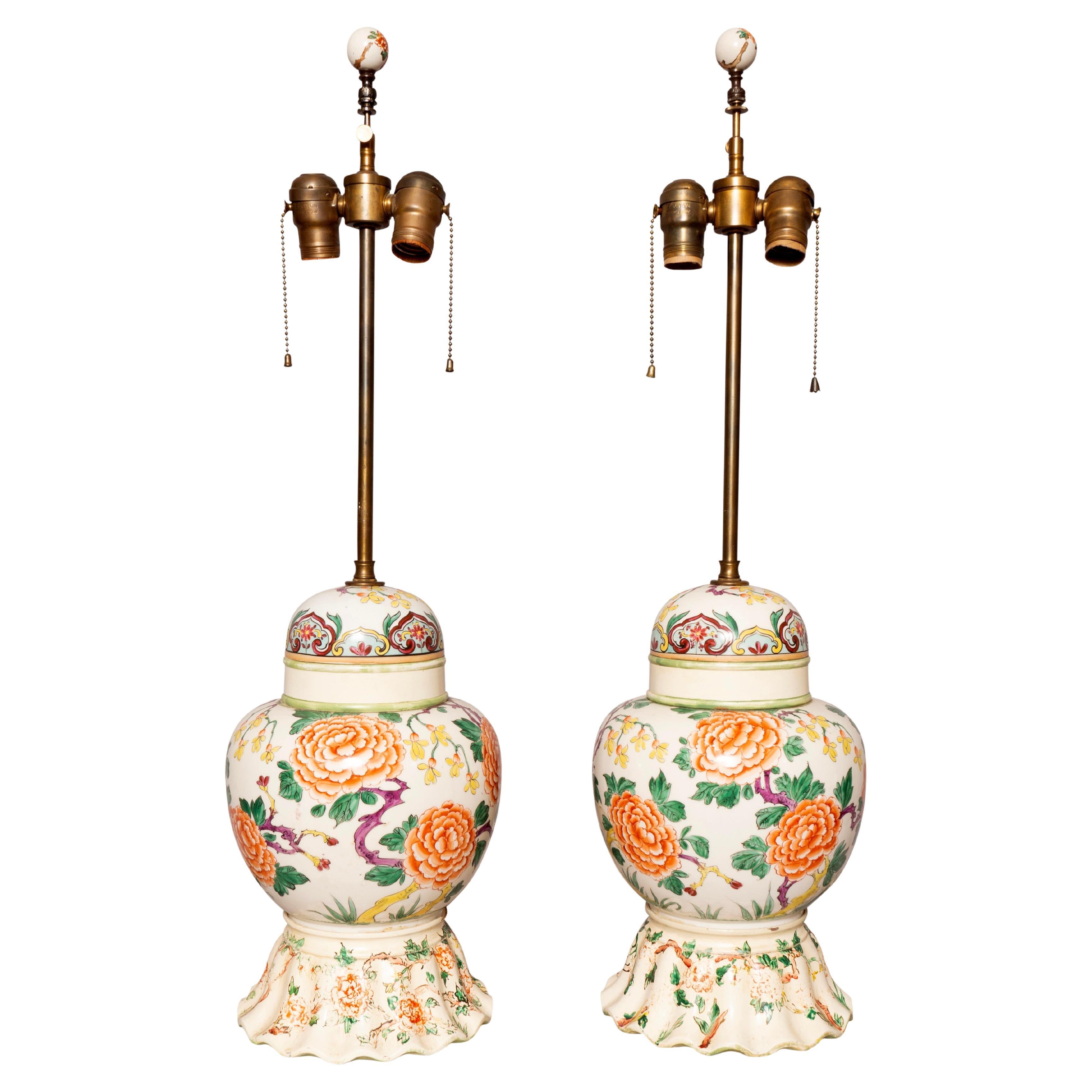 Paar Samson-Tischlampen im chinesischen Exportstil, Samson im Angebot