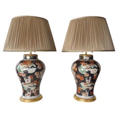 Antique Pair of Samson Imari Lamps, Mallett London