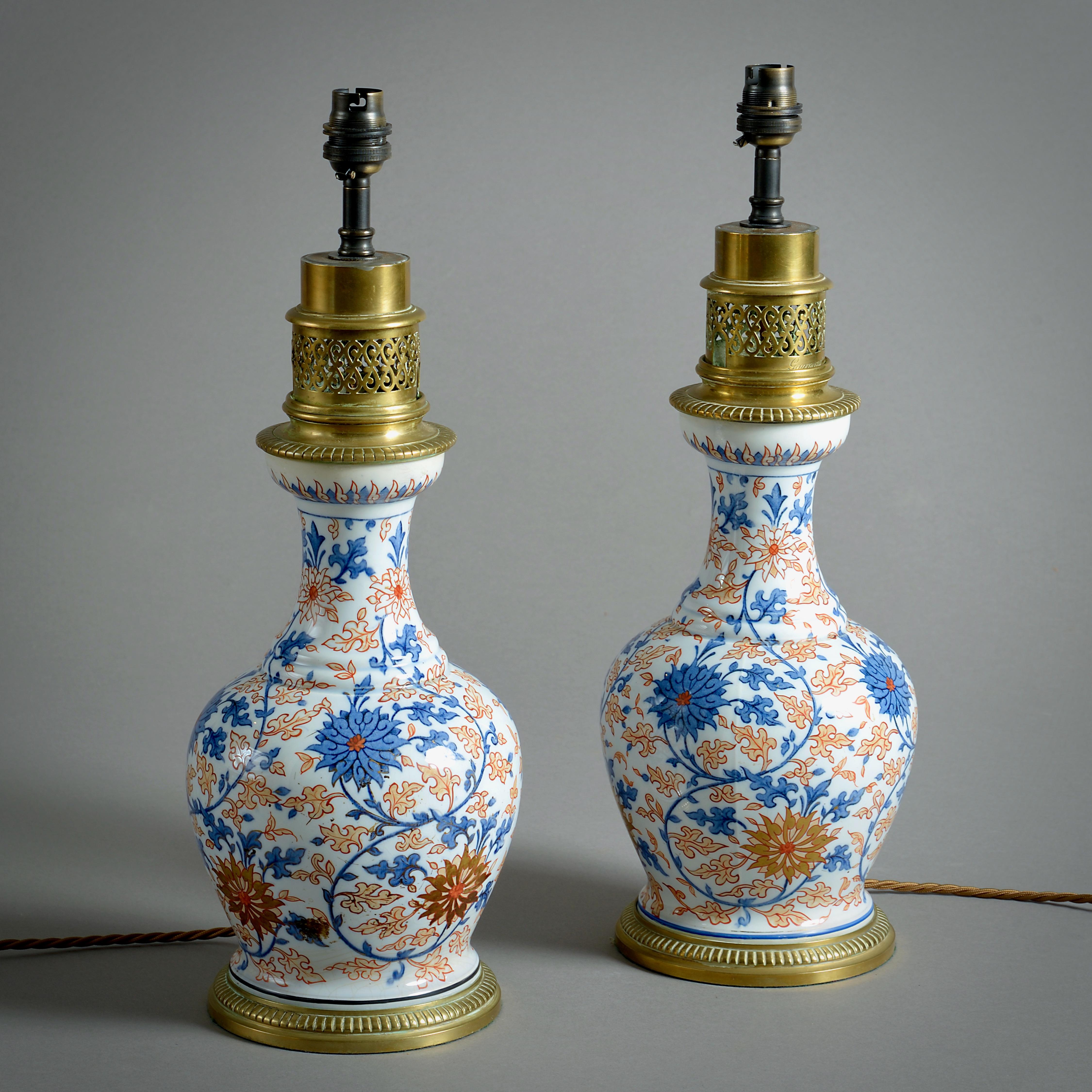 Pair of Samson Imari Vases Mounted as Lamps by Gagneau In Good Condition In London, GB