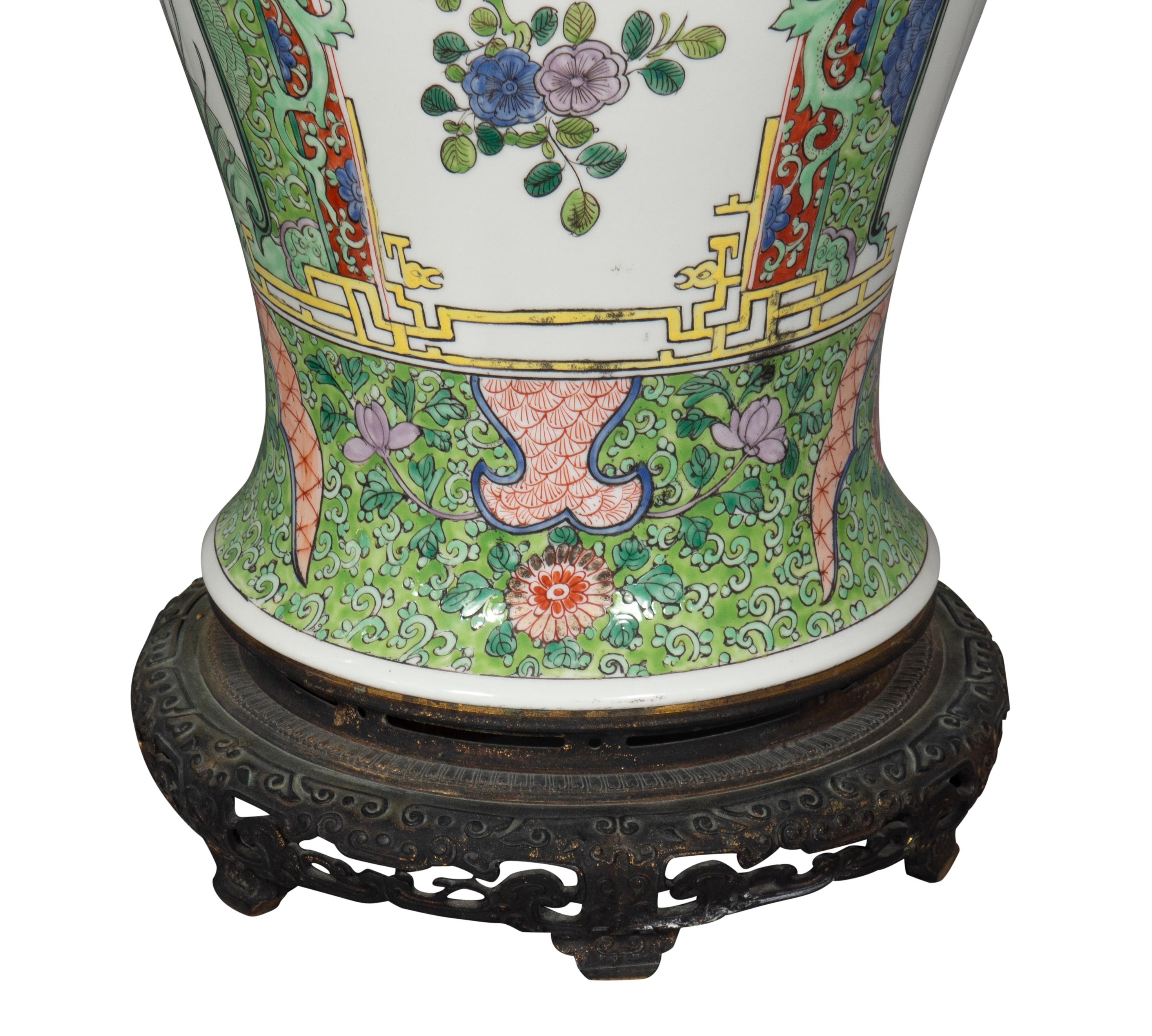 Paar Ingwerglas-Tischlampen aus Samson-Porzellan im chinesischen Exportstil (Französisch) im Angebot