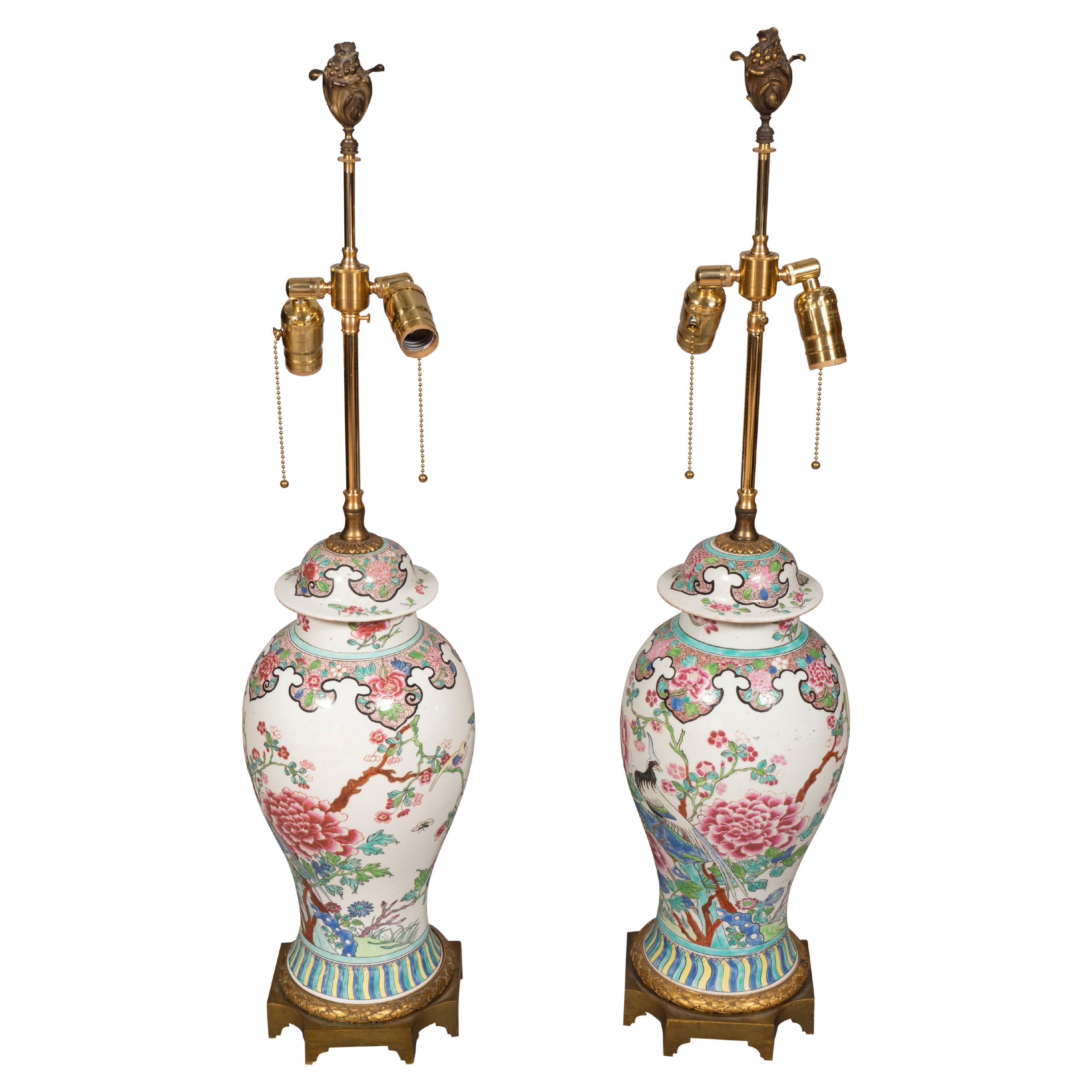 Pair Of Samson Porcelain Table Lamps For Sale
