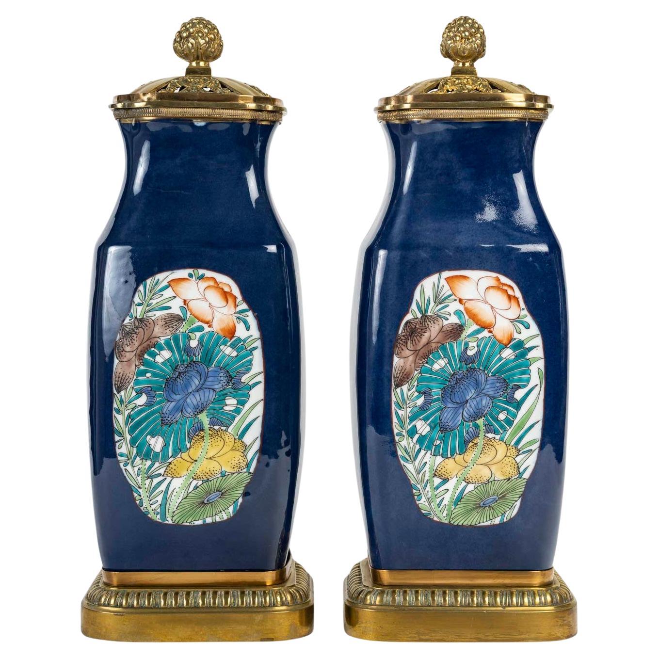 Pair of Samson Porcelain Vases, Gilt Bronze Mounting, Early 20th Century.