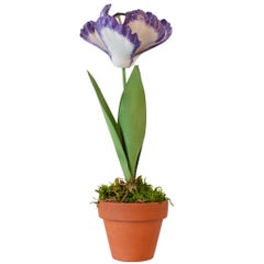 Pair of Samuel Mazy Purple Porcelain Tulip Sculptures