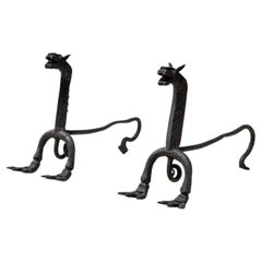 Pair of Samuel Yellin Style Andirons