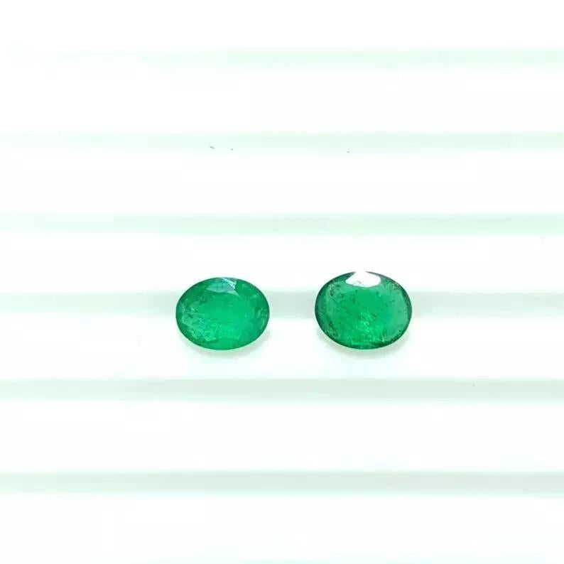 Pair of Sandawana Certified Oval Emerald Cut Stone in 1.58Cts Set In New Condition For Sale In Chicago, IL