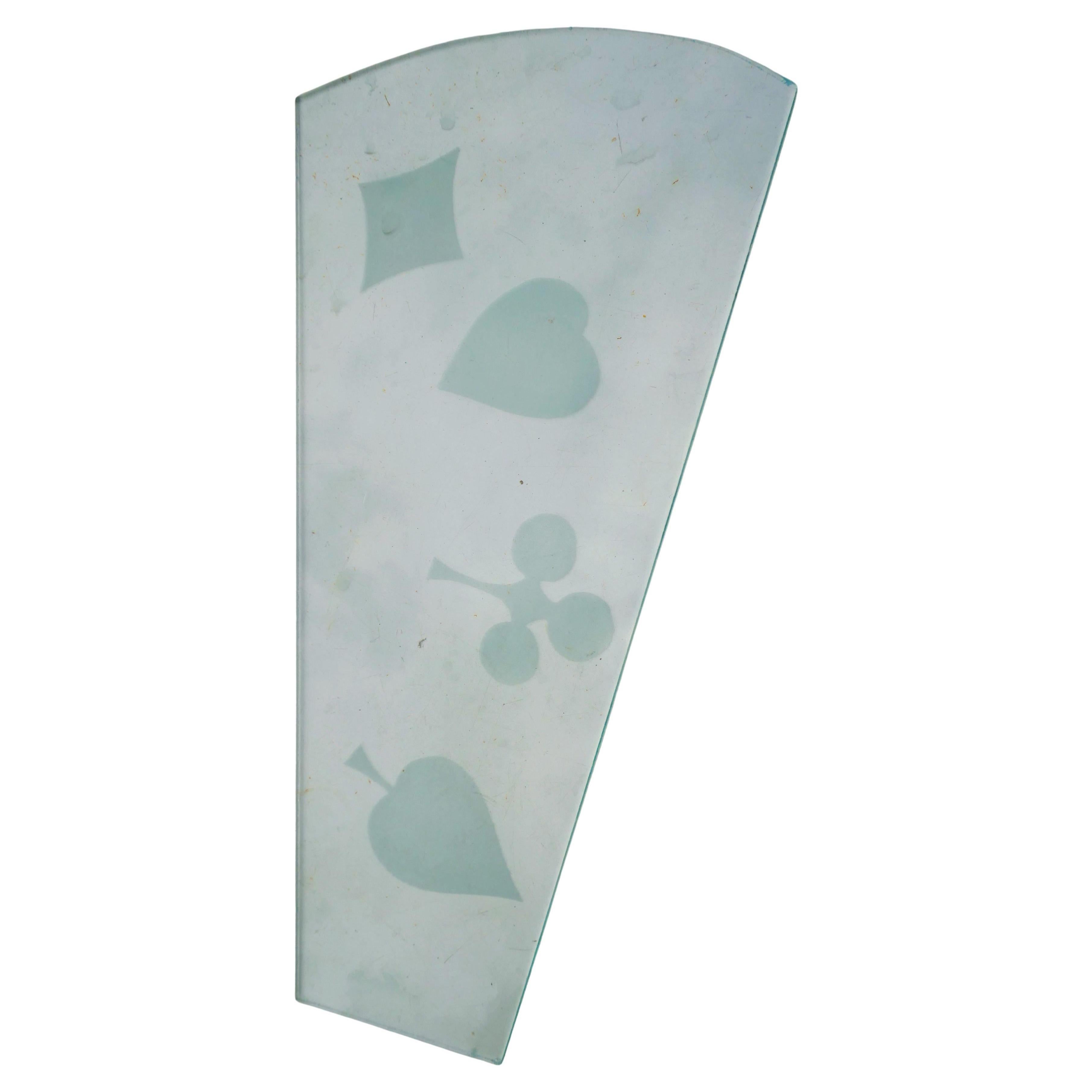 Pair of sandblasted glass lanterns with playing card suits Lanterns Pendant in vendita 5