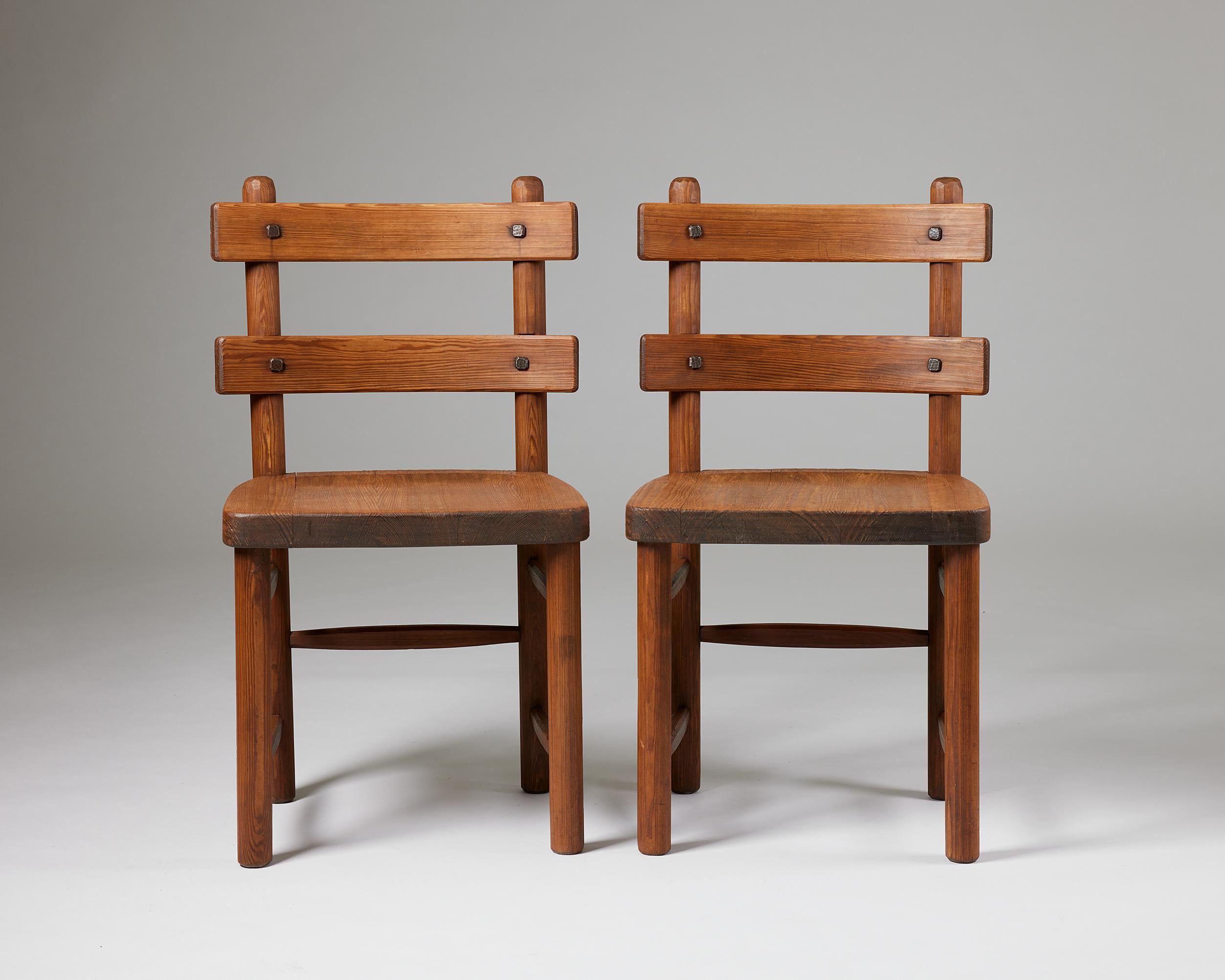 Mid-Century Modern Pair of ‘Sandhamn’ Chairs Designed by Axel Einar Hjorth for Nordiska Kompaniet