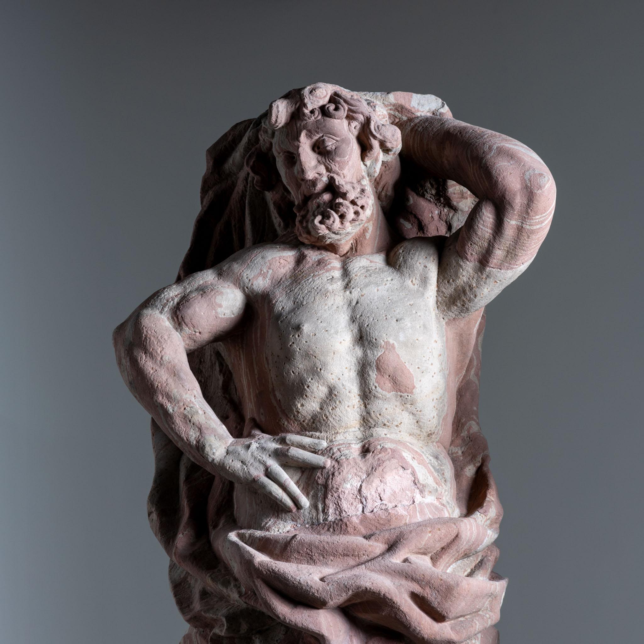 Baroque Pair of Sandstone Atlases, Cornelius Andreas Donett (attributed to, 1682-1748) For Sale