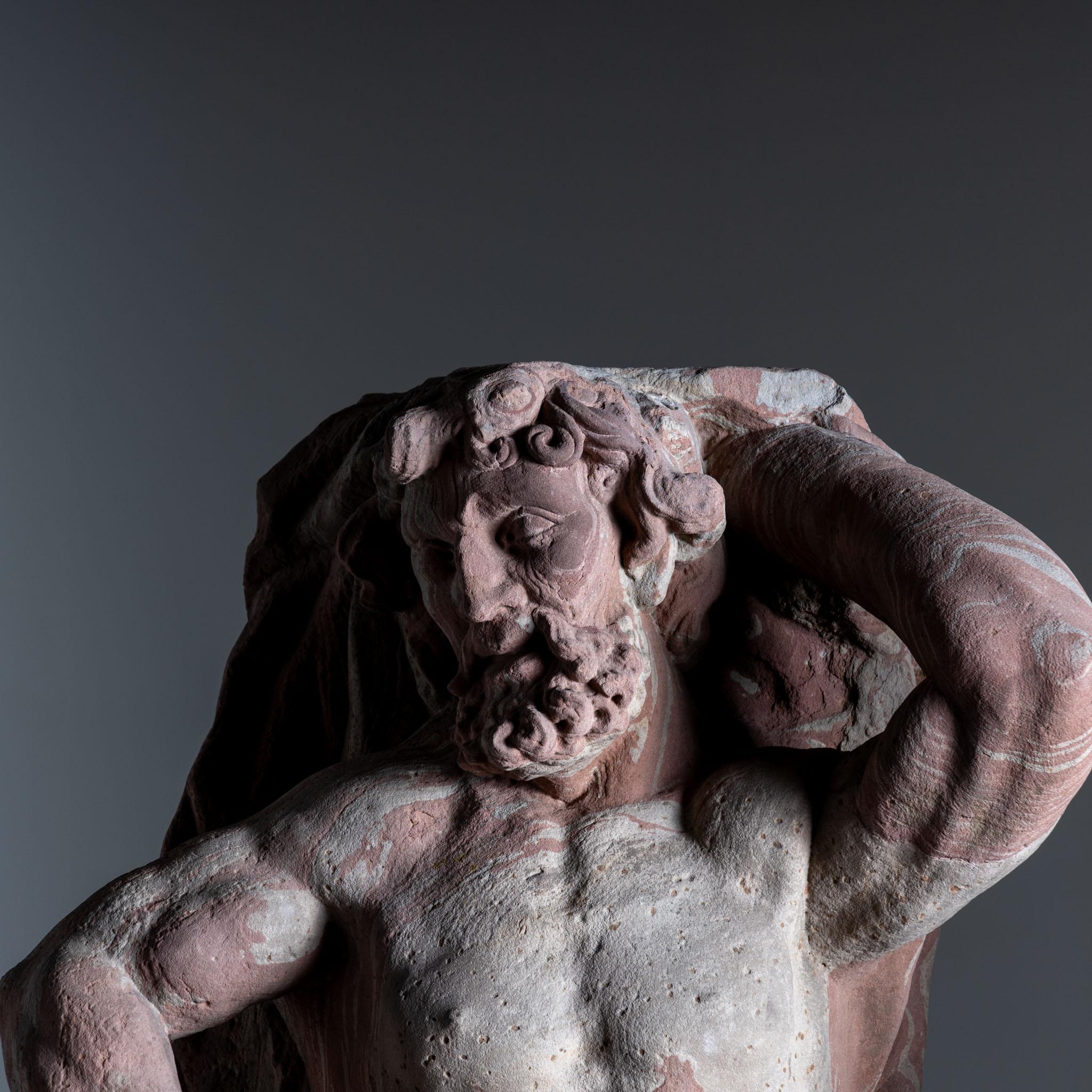 Hand-Carved Pair of Sandstone Atlases, Cornelius Andreas Donett (attributed to, 1682-1748) For Sale