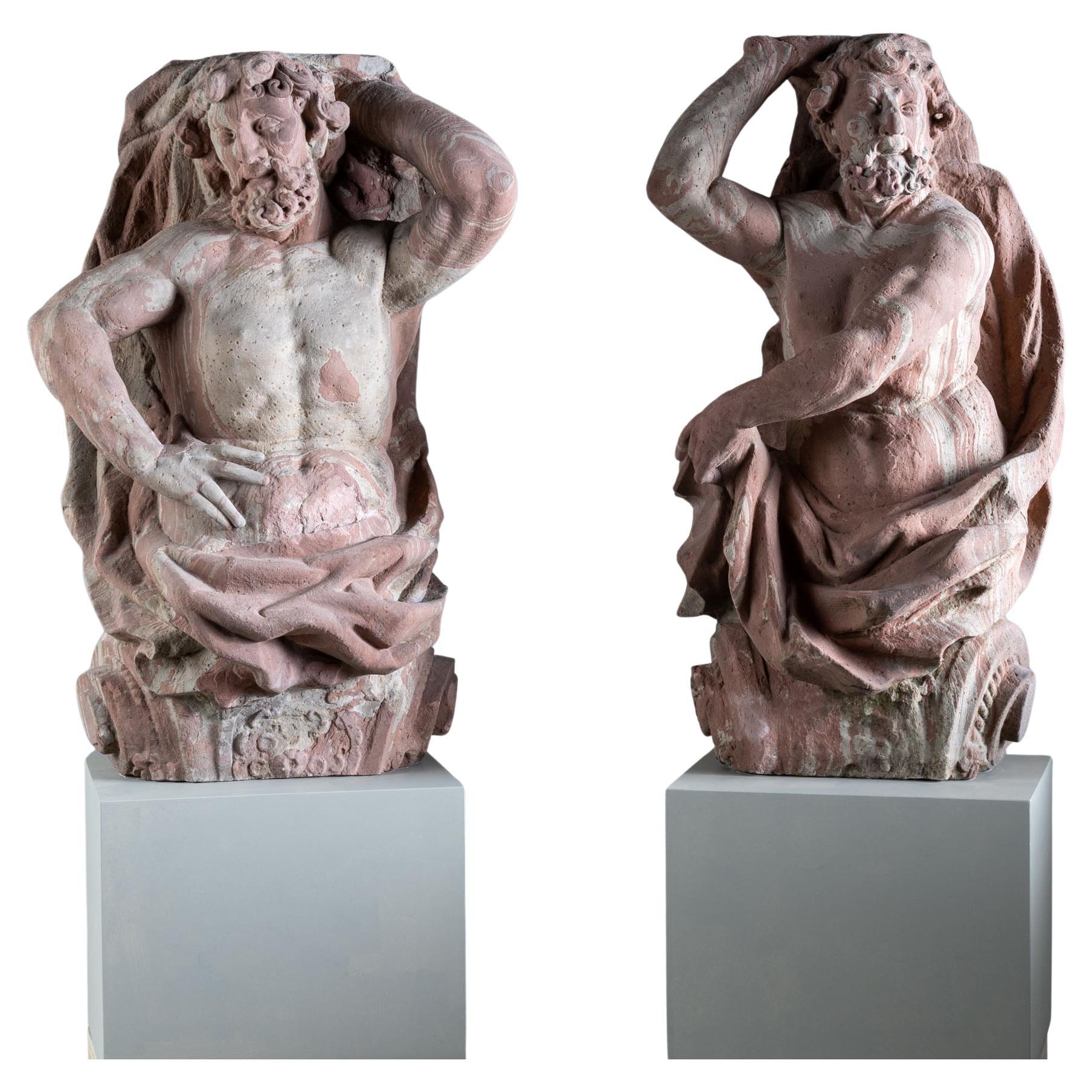 Pair of Sandstone Atlases, Cornelius Andreas Donett (attributed to, 1682-1748) For Sale