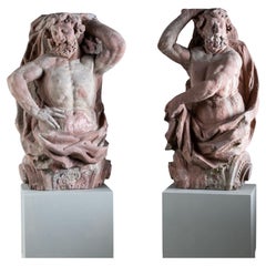 Pair of Sandstone Atlases, Cornelius Andreas Donett (attributed to, 1682-1748)