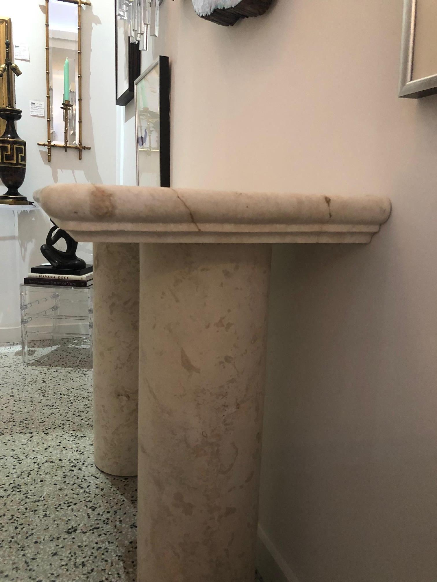 Pair of Sandstone Consoles In Good Condition In West Palm Beach, FL