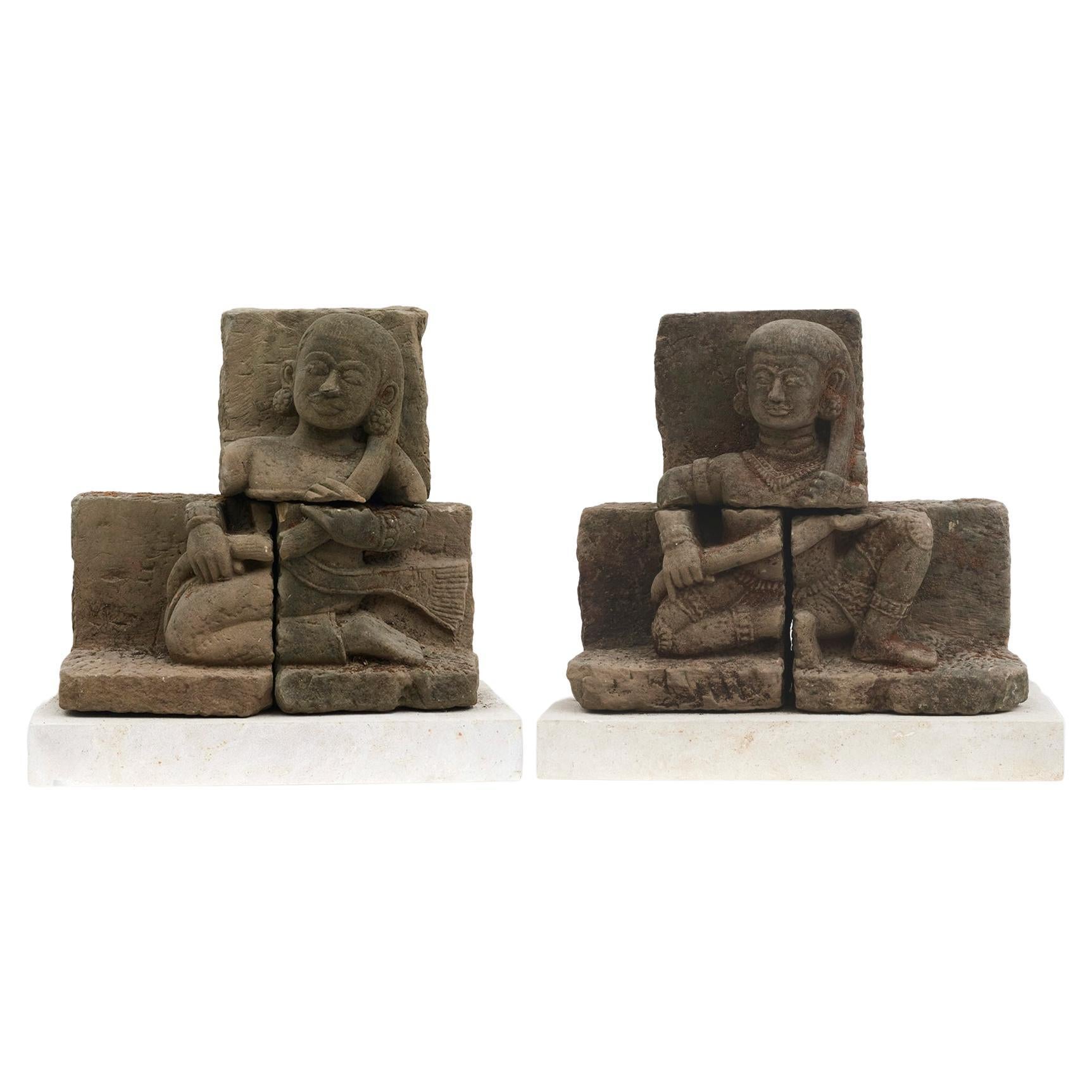 Pair of Sandstone Paragode Guards For Sale