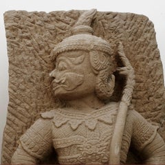 Pair of Burmese Sandstone Temple Guards