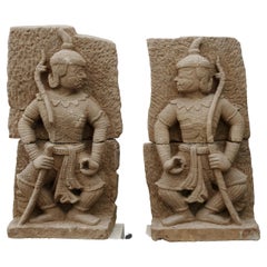 Pair of Sandstone Temple Guards
