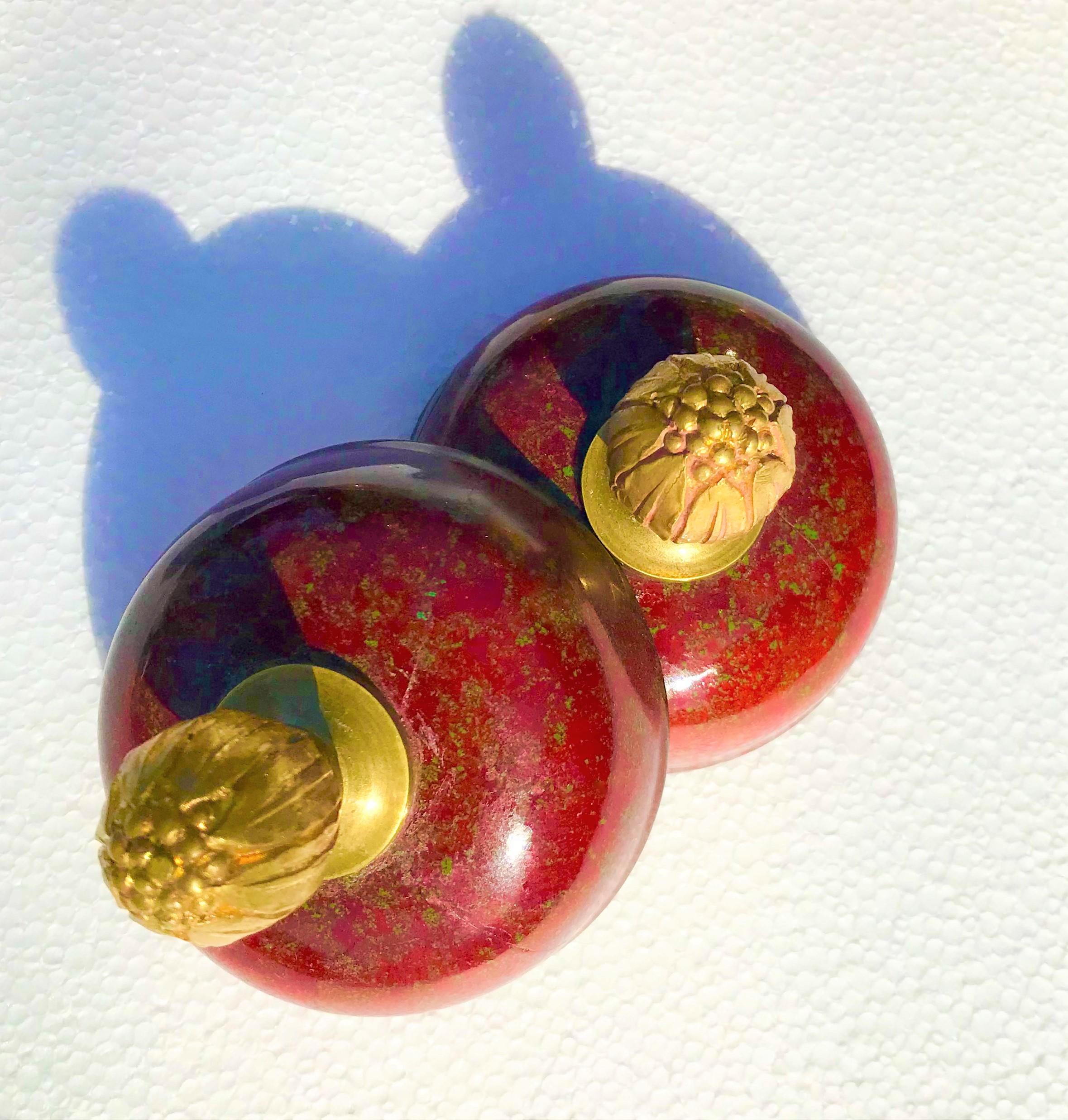 Pair of  Red Sang de Boeuf Flambé Bronze Mounted Sevres Styled Garniture  Urns 2
