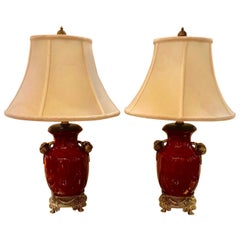 Pair of Sang De Boeuf Porcelain Lamps