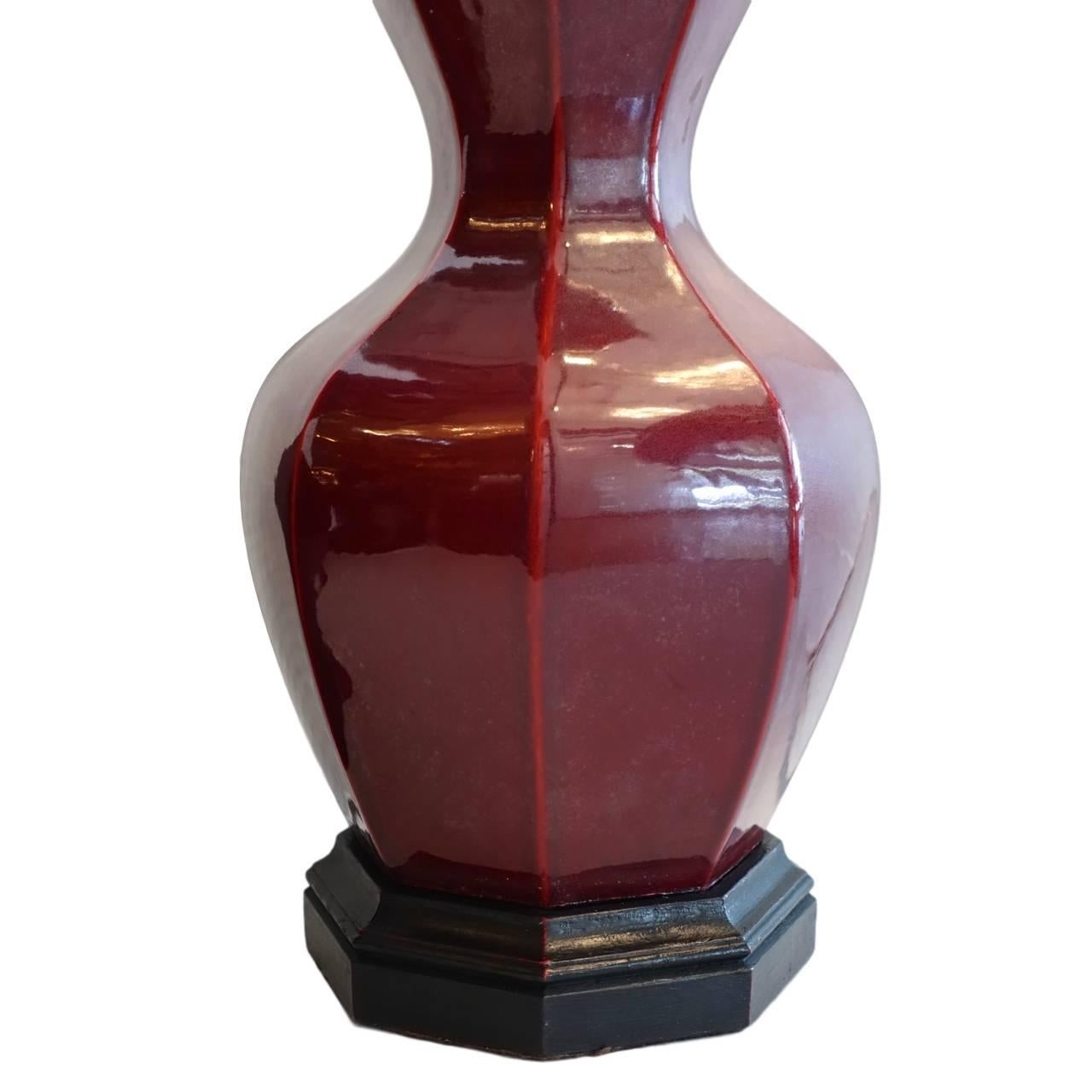 Chinese Pair of Sang de Boeuf Table Lamps