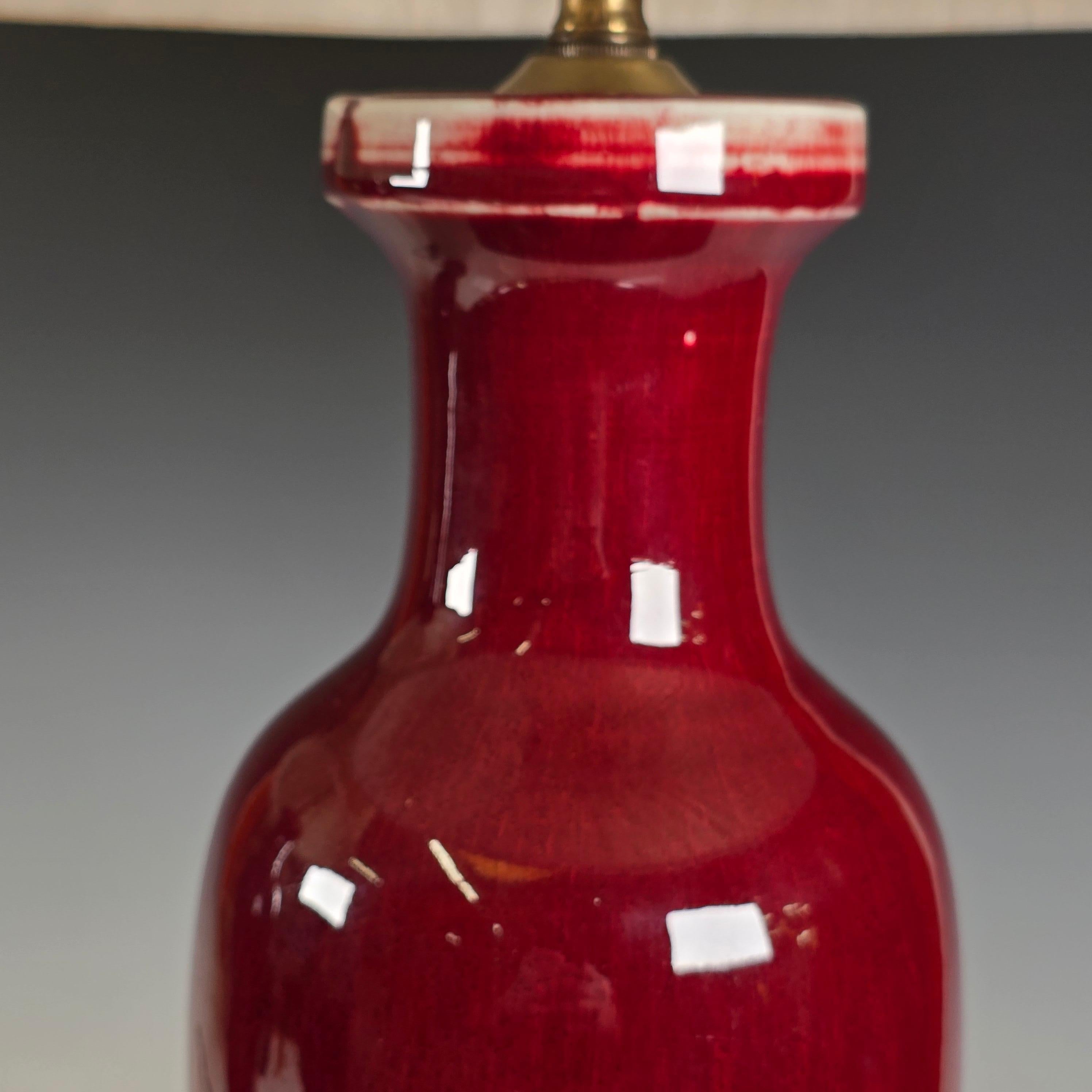 Chinoiserie Pair of Sang de Boeuf Table Lamps For Sale