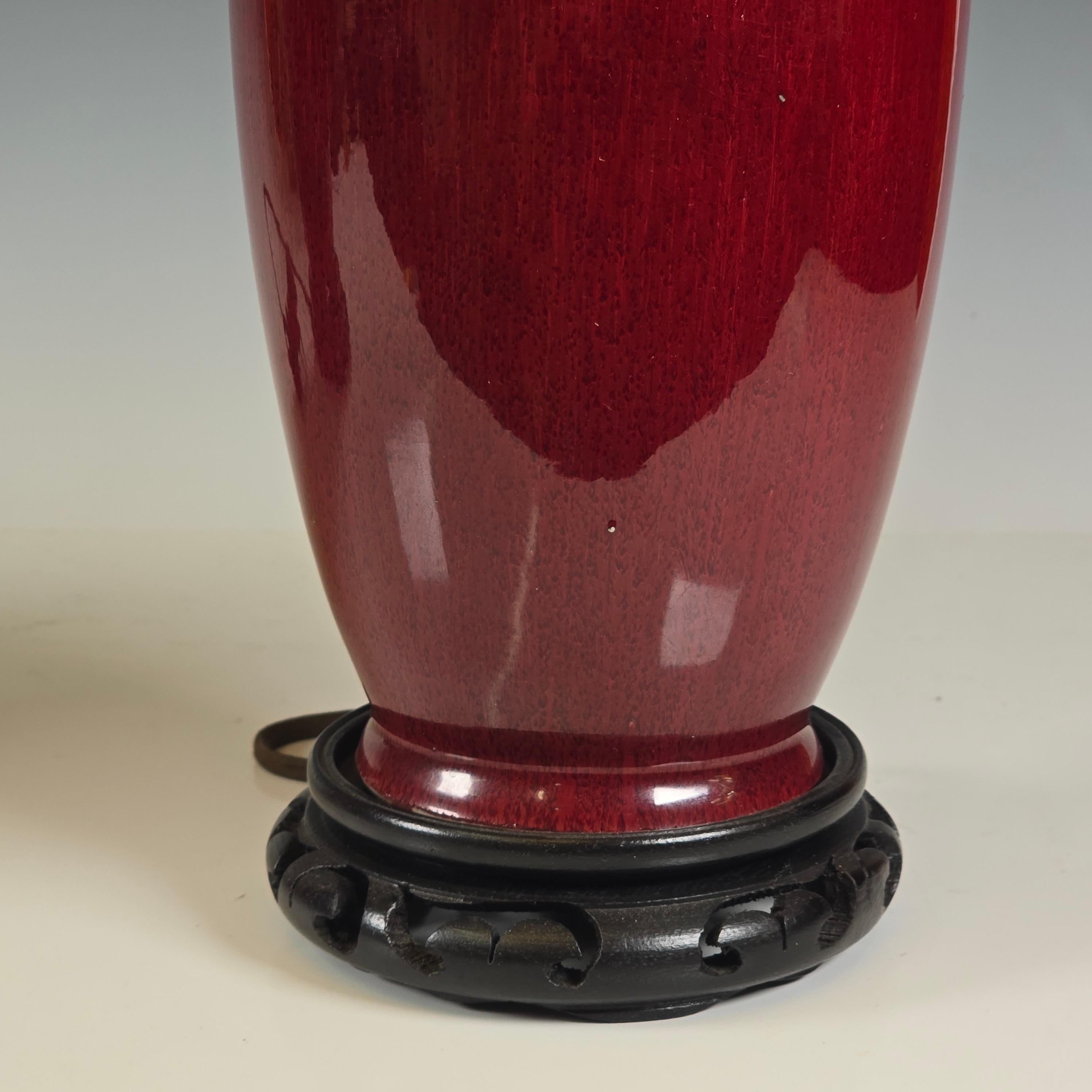 Chinese Pair of Sang de Boeuf Table Lamps For Sale