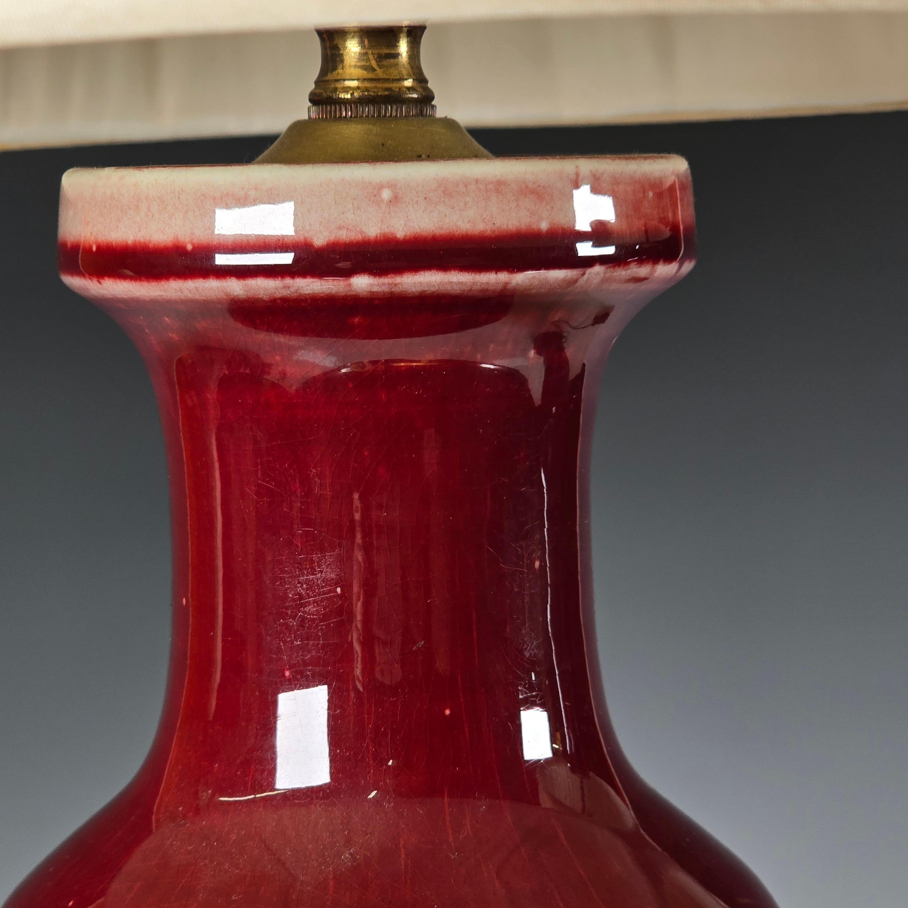 Pair of Sang de Boeuf Table Lamps In Good Condition For Sale In Kilmarnock, VA