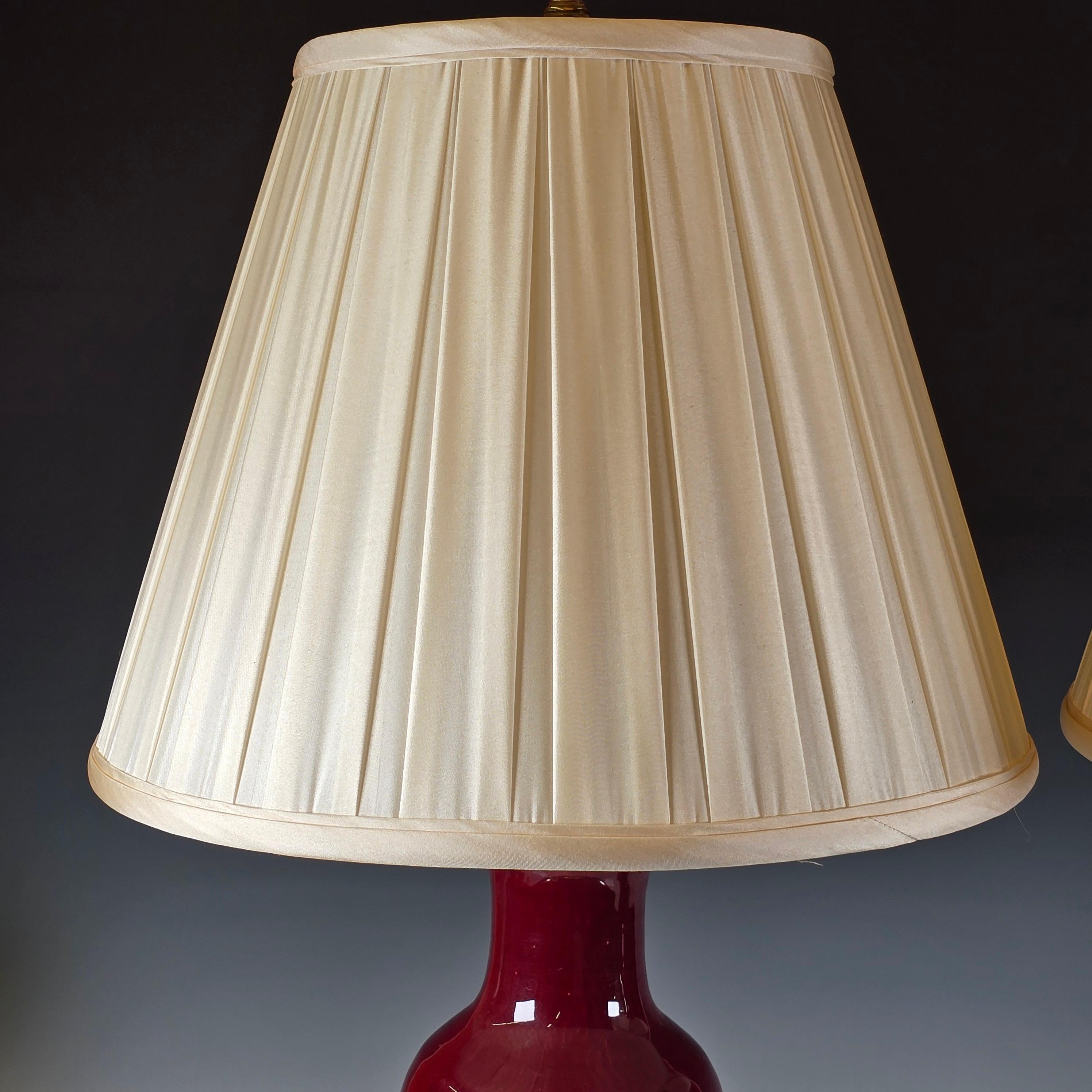 20th Century Pair of Sang de Boeuf Table Lamps For Sale