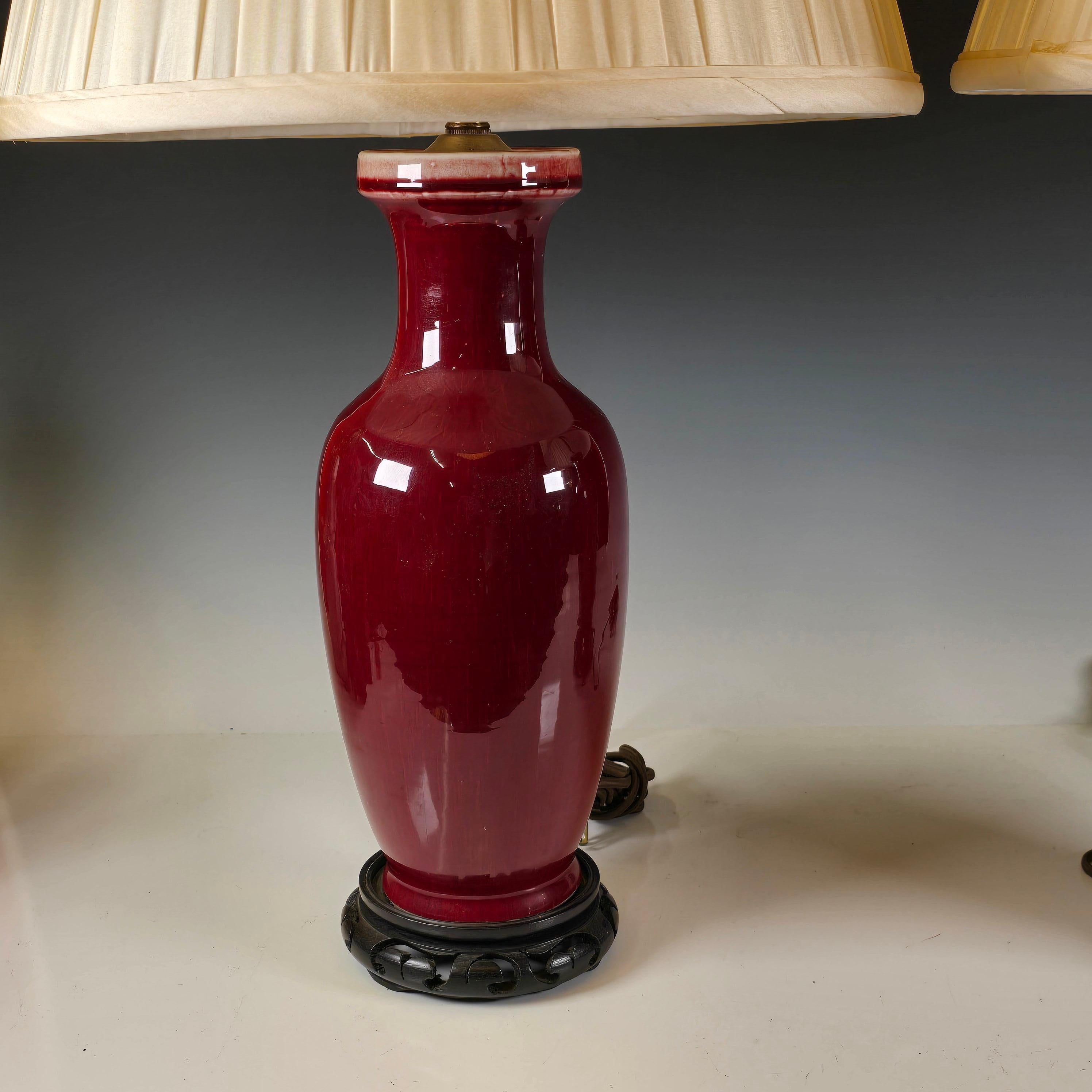 Pair of Sang de Boeuf Table Lamps For Sale 2