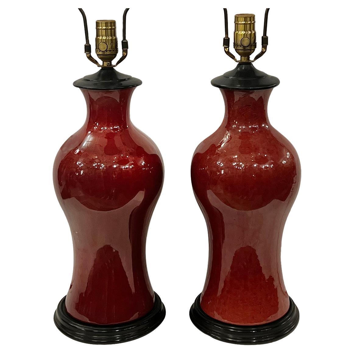 Pair of Sang De Boeuf Table Lamps For Sale