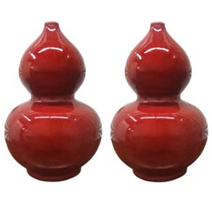 Pair of Sangre de Boeuf Double-Gourd Vases