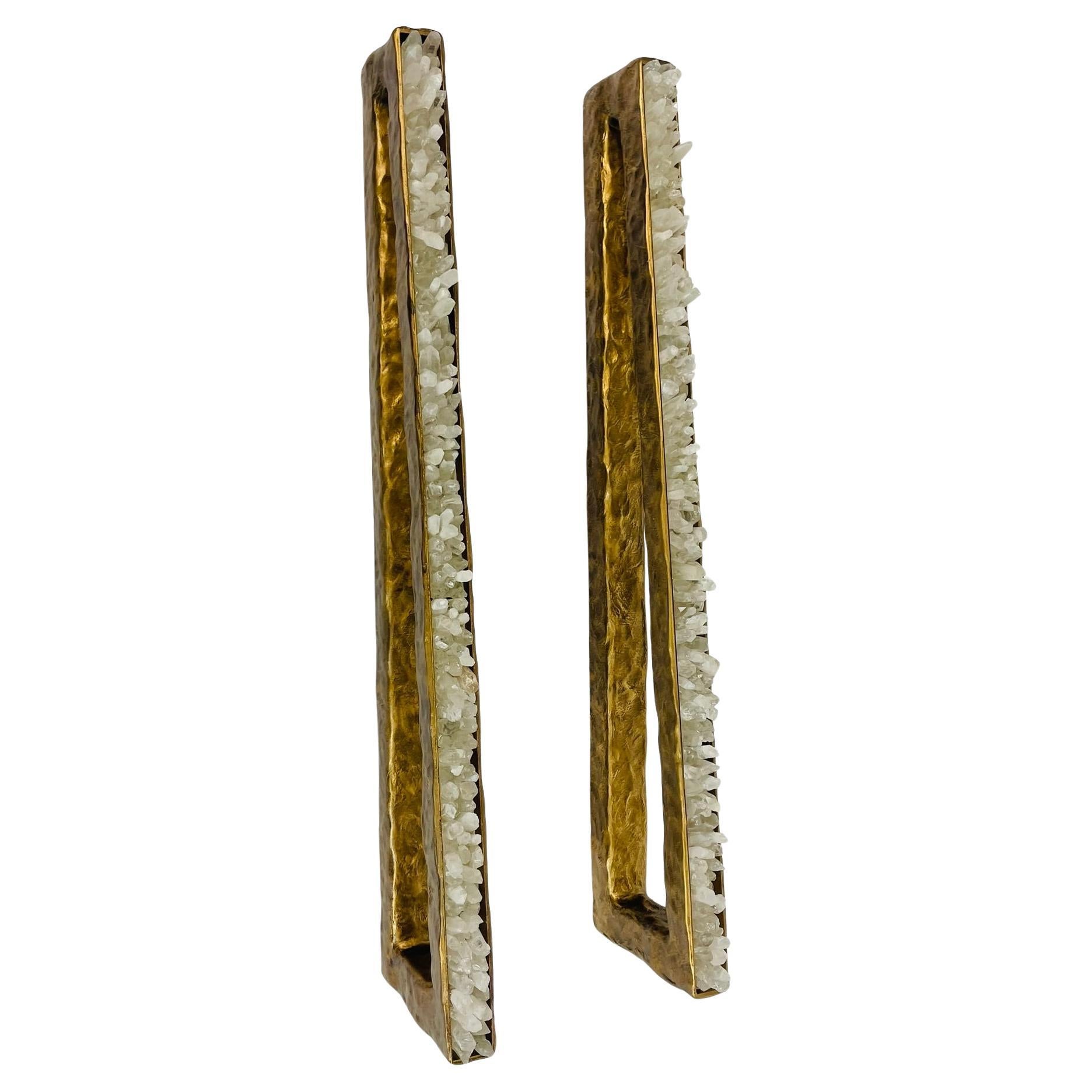 Pair of “São Paulo” Bronzed Quartz Wall Sconces by House of Aura For Sale