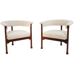 Pair of Saporiti Armchairs, New Upholstery
