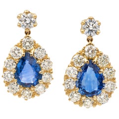 Pair of Sapphire and Diamond Drop Earring