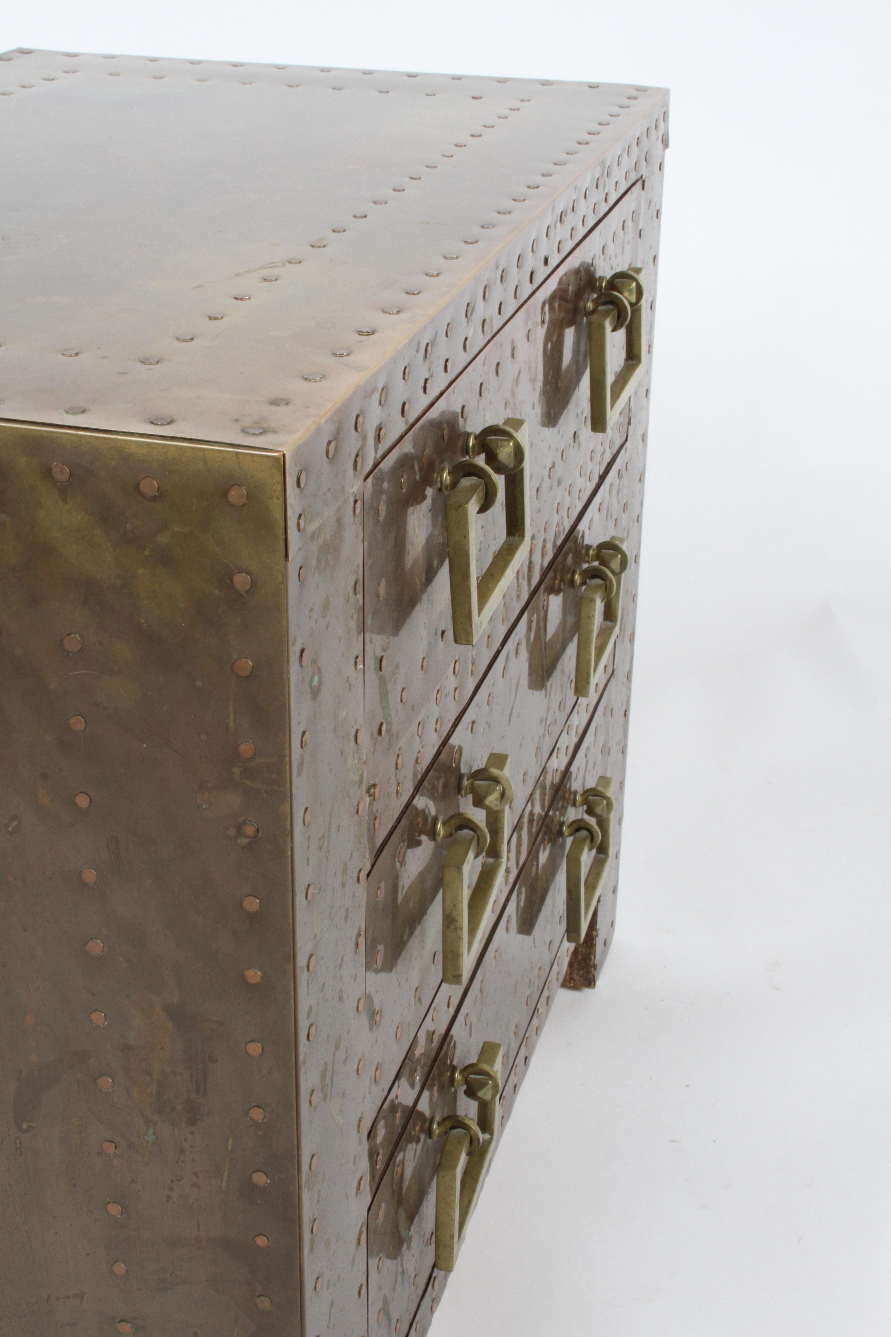 Pair of Sarreid Brass-Clad Chests Use as End Tables or Nightstands 2