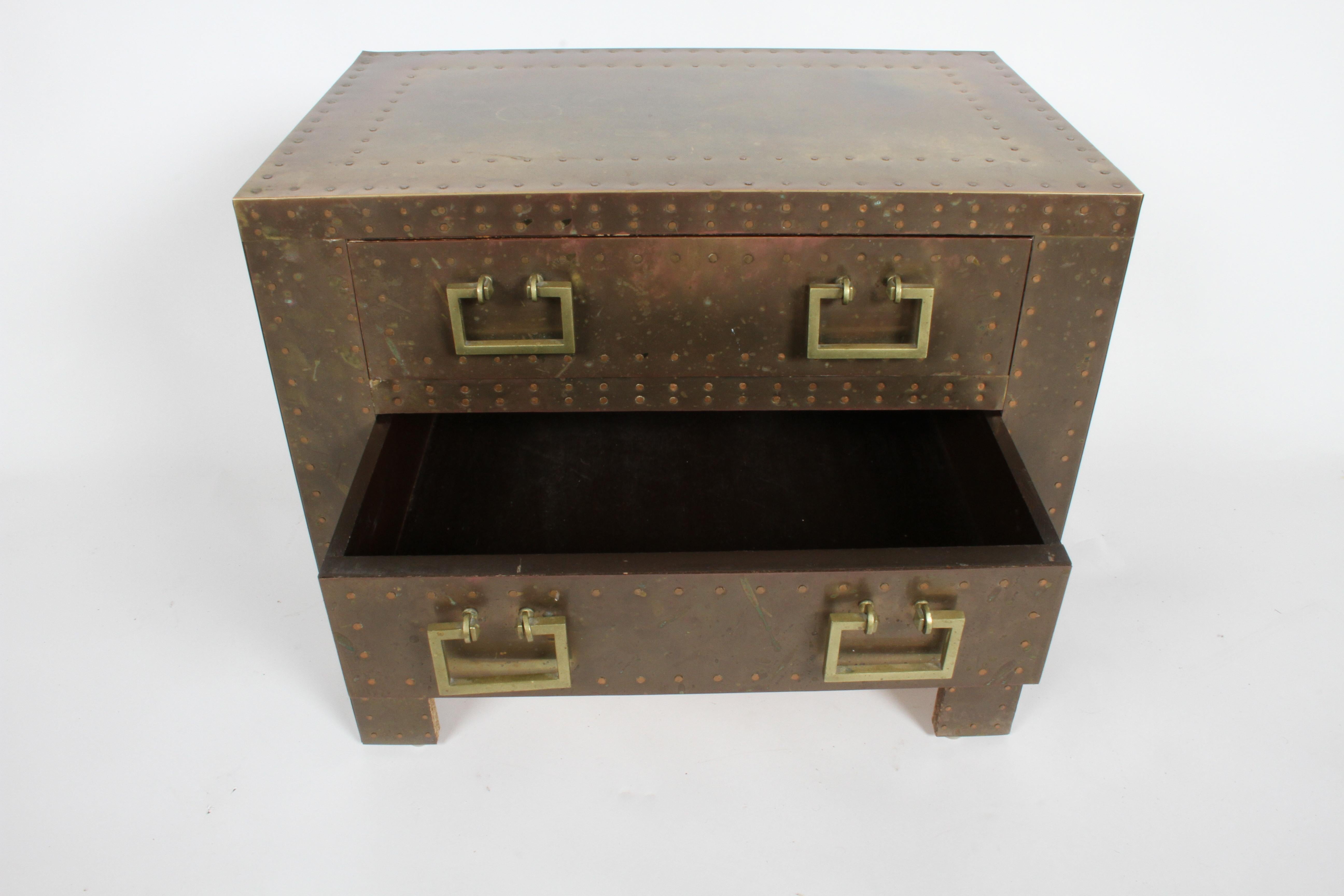 Pair of Sarreid Brass-Clad Chests Use as End Tables or Nightstands 3
