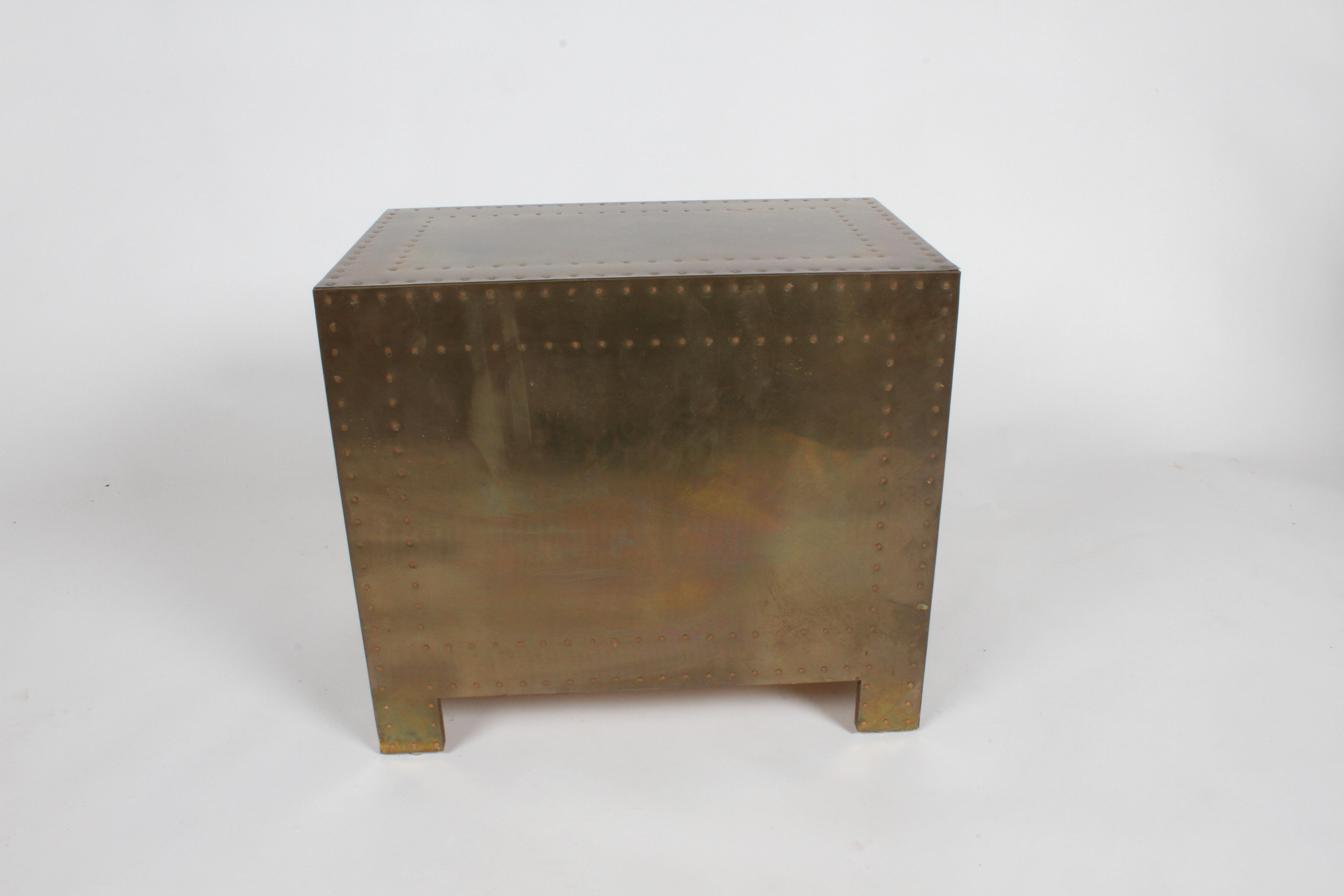 Pair of Sarreid Brass-Clad Chests Use as End Tables or Nightstands 4