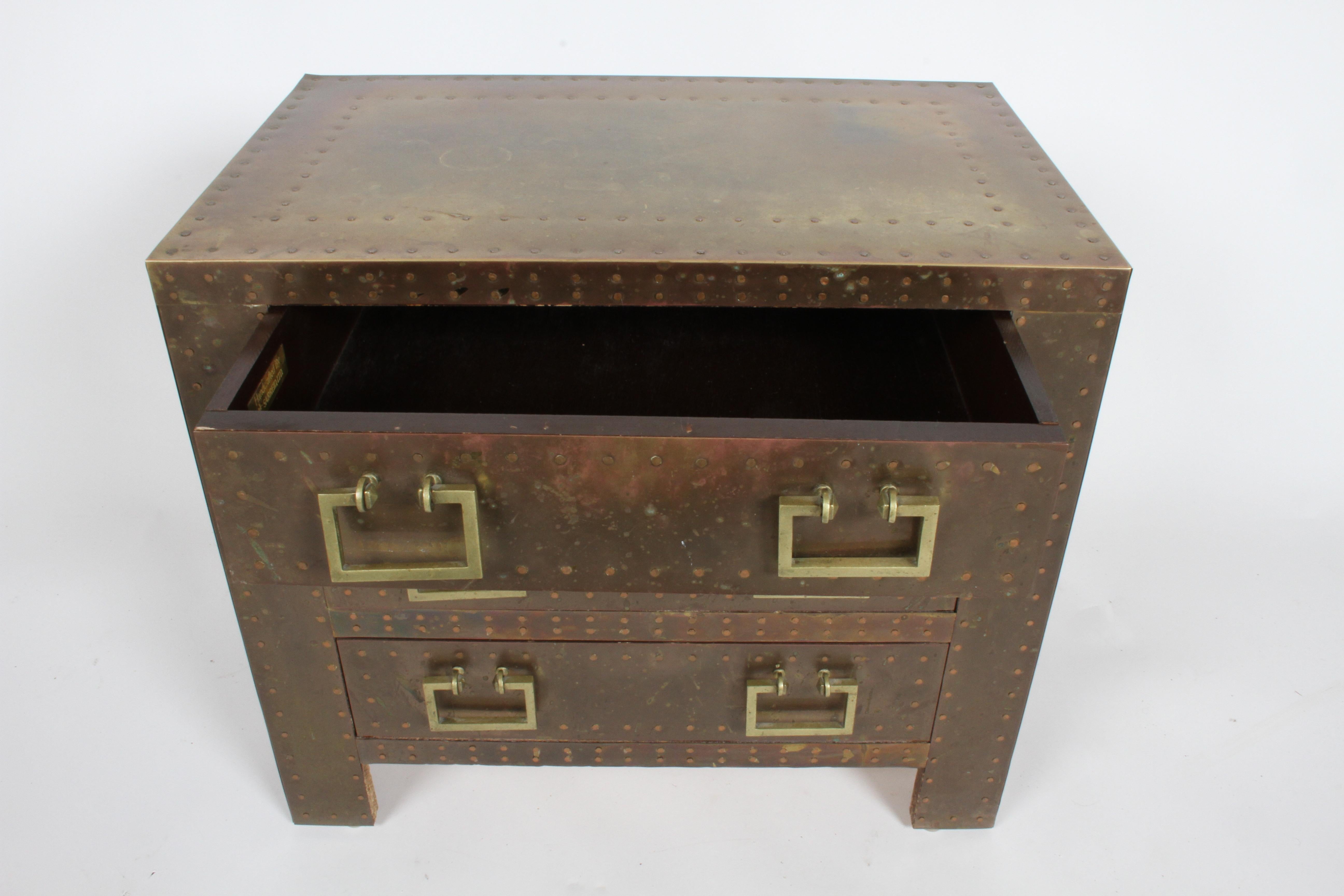 Pair of Sarreid Brass-Clad Chests Use as End Tables or Nightstands 5