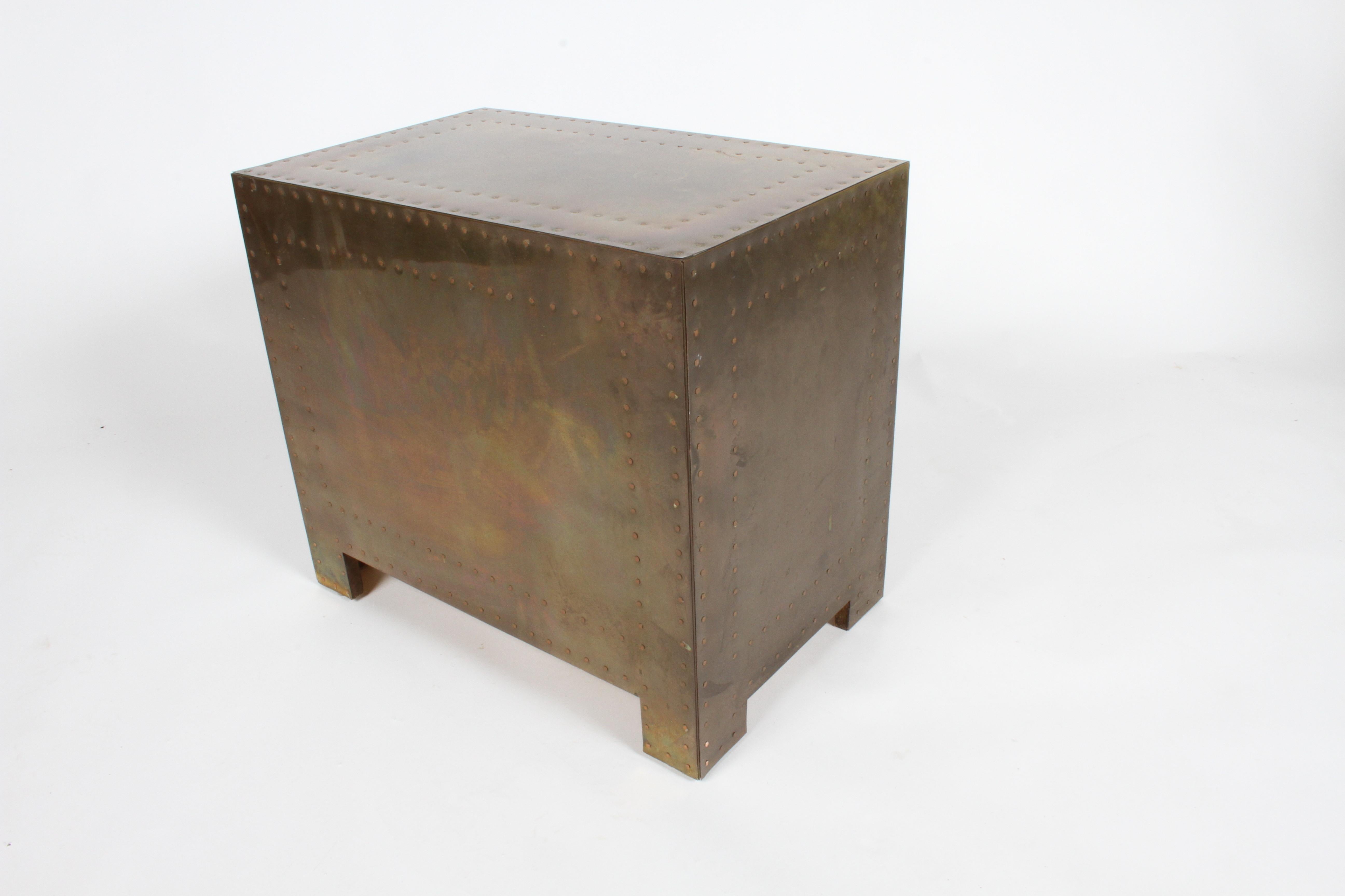 Pair of Sarreid Brass-Clad Chests Use as End Tables or Nightstands 7