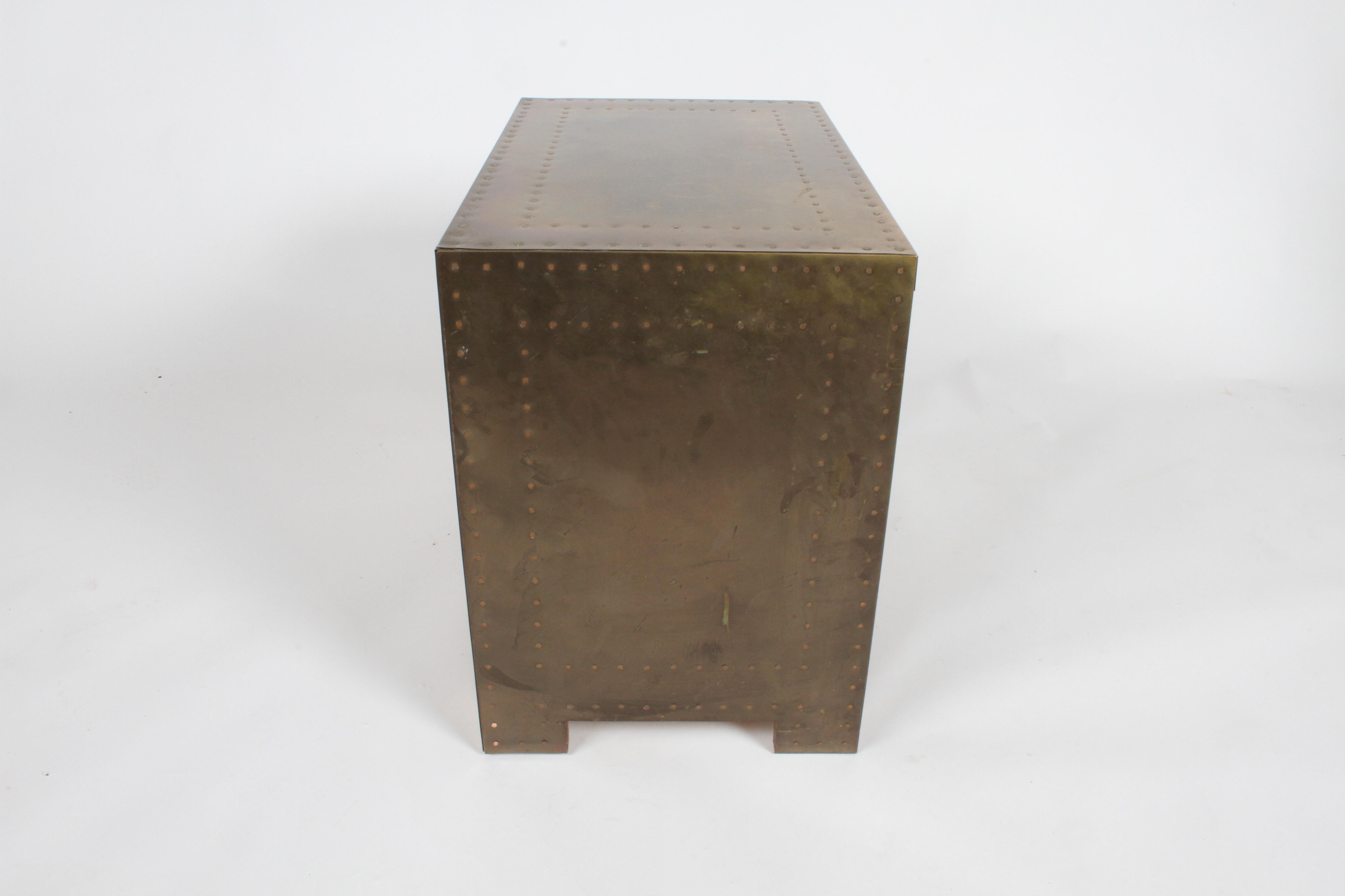Pair of Sarreid Brass-Clad Chests Use as End Tables or Nightstands 9