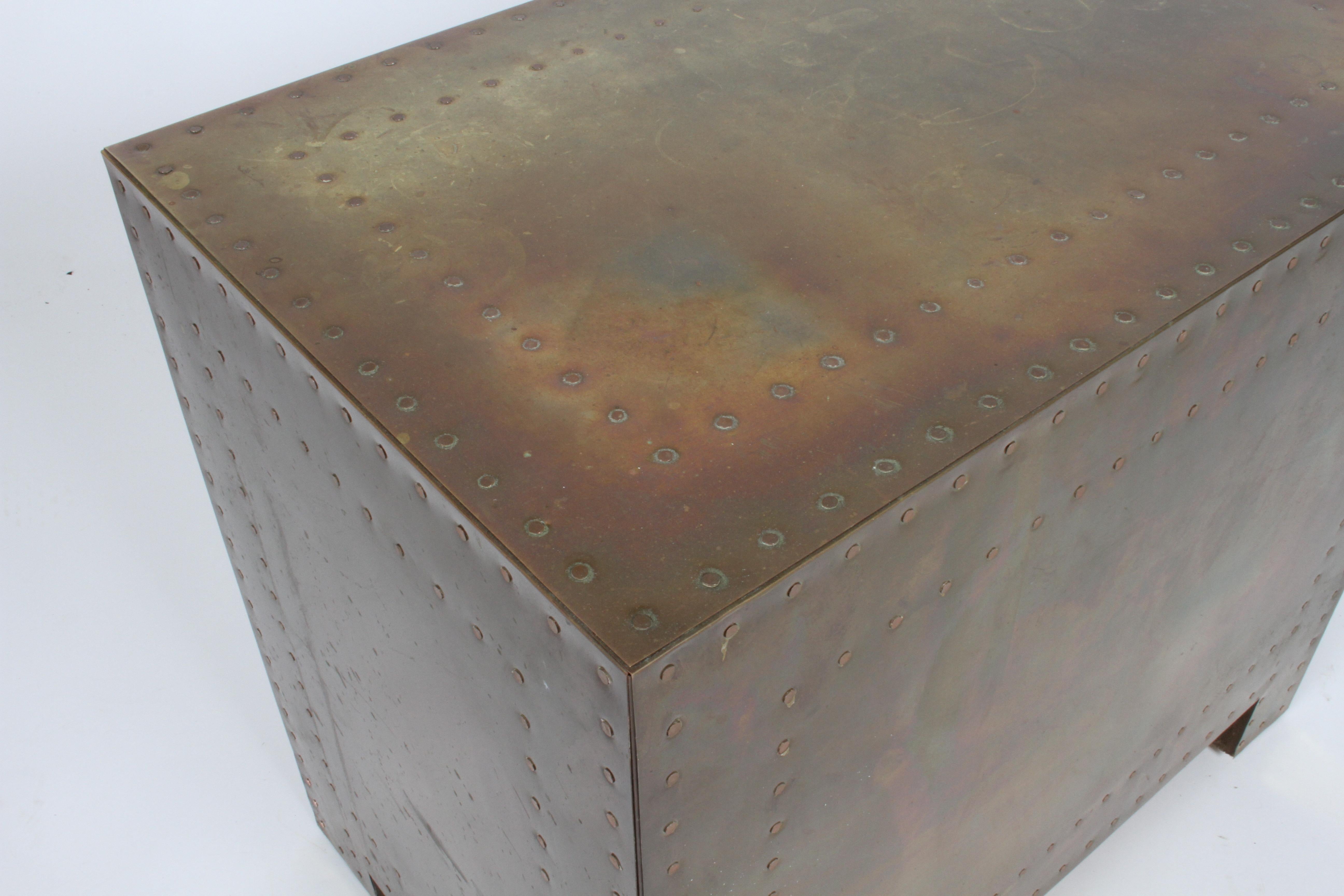 Pair of Sarreid Brass-Clad Chests Use as End Tables or Nightstands 11