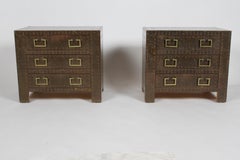 Pair of Sarreid Brass-Clad Chests Use as End Tables or Nightstands