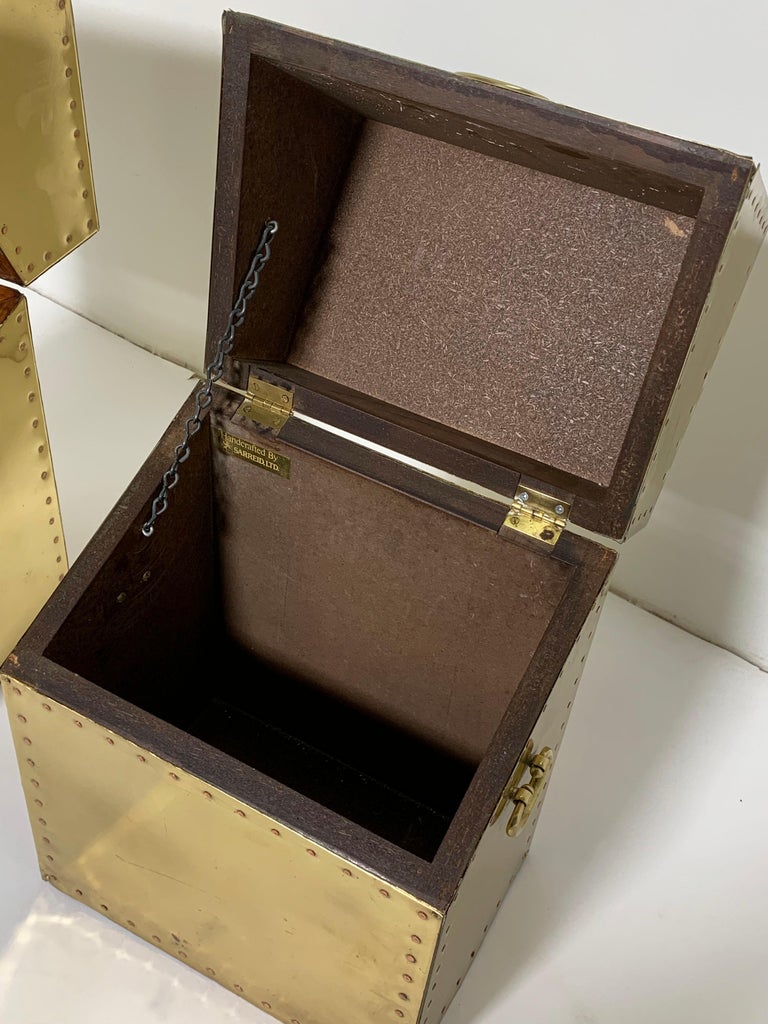 Pair of Sarreid Brass Clad Lidded Document Boxes / End Tables, Circa 1970s  For Sale at 1stDibs